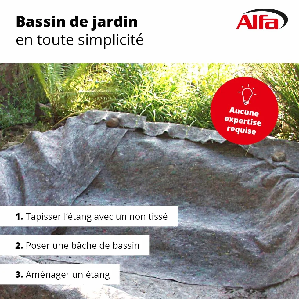 Feutre géotextile pour Bassin 300 g/m² Stable aux UV Non-tissé 1 m x 50 m