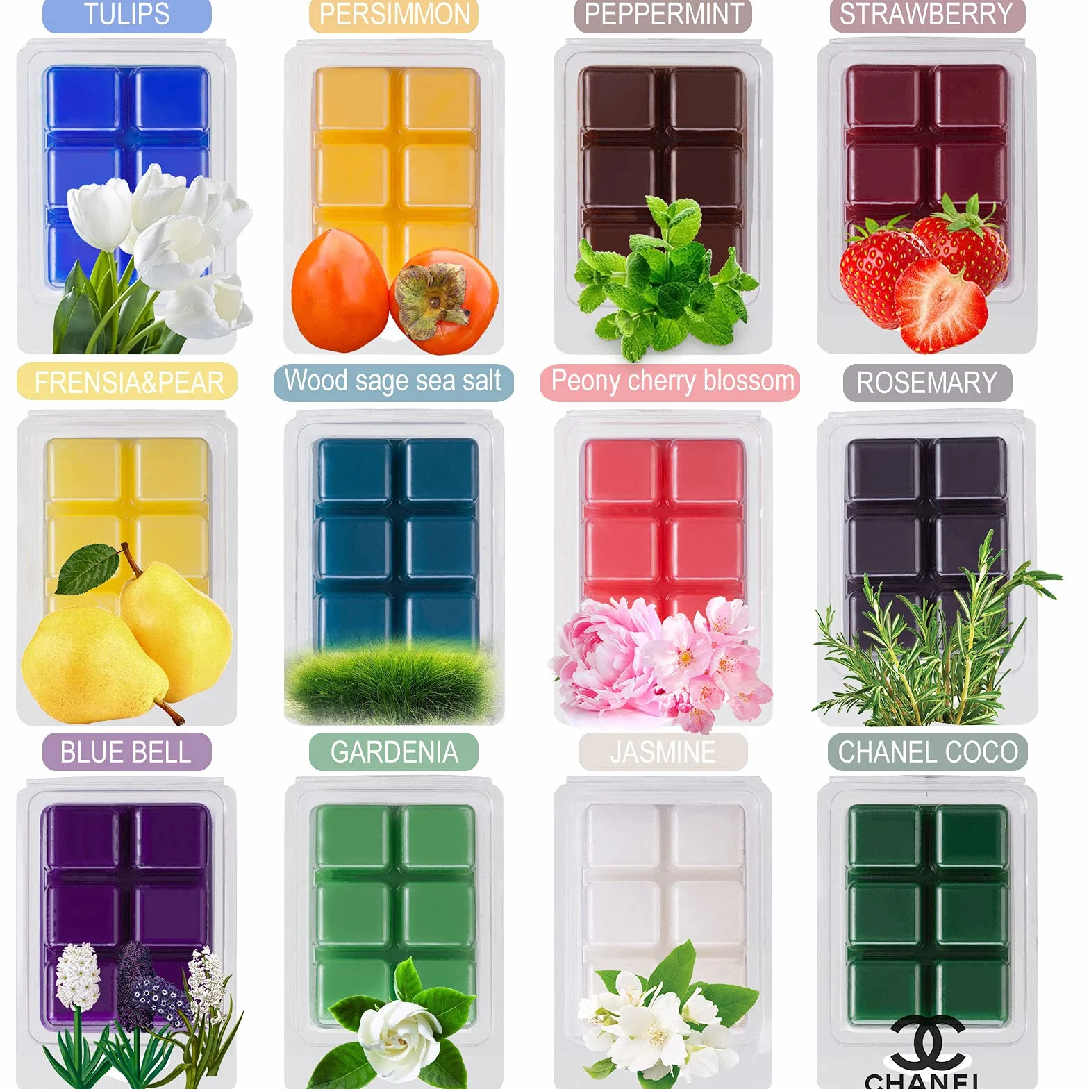 Fondants Parfumés Cire de Soja Naturelle 12 Paquets Brûle Parfum Cire Parfumée Cadeau