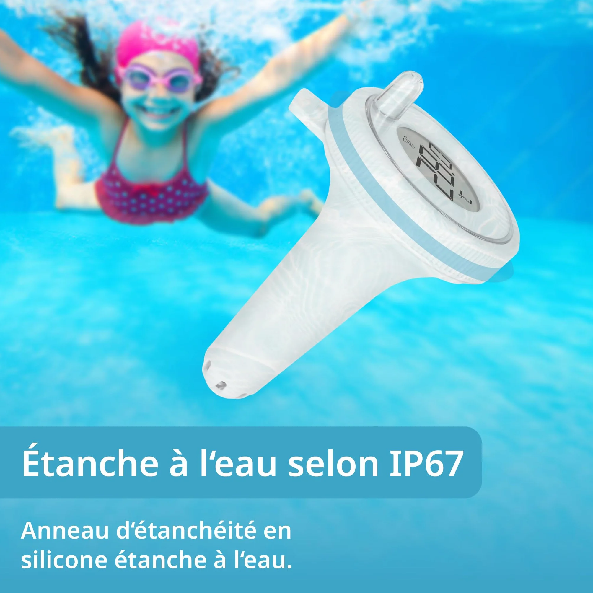 ADE Thermomètre piscine sans fil étanche IP67 avec capteur extérieur température eau air