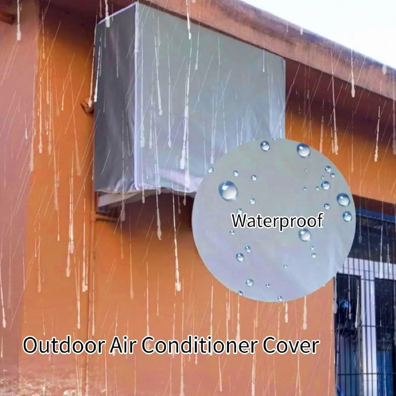 Housse Climatiseur Extérieur Imperméable Anti-UV Anti-poussière Neige 86x35x60cm