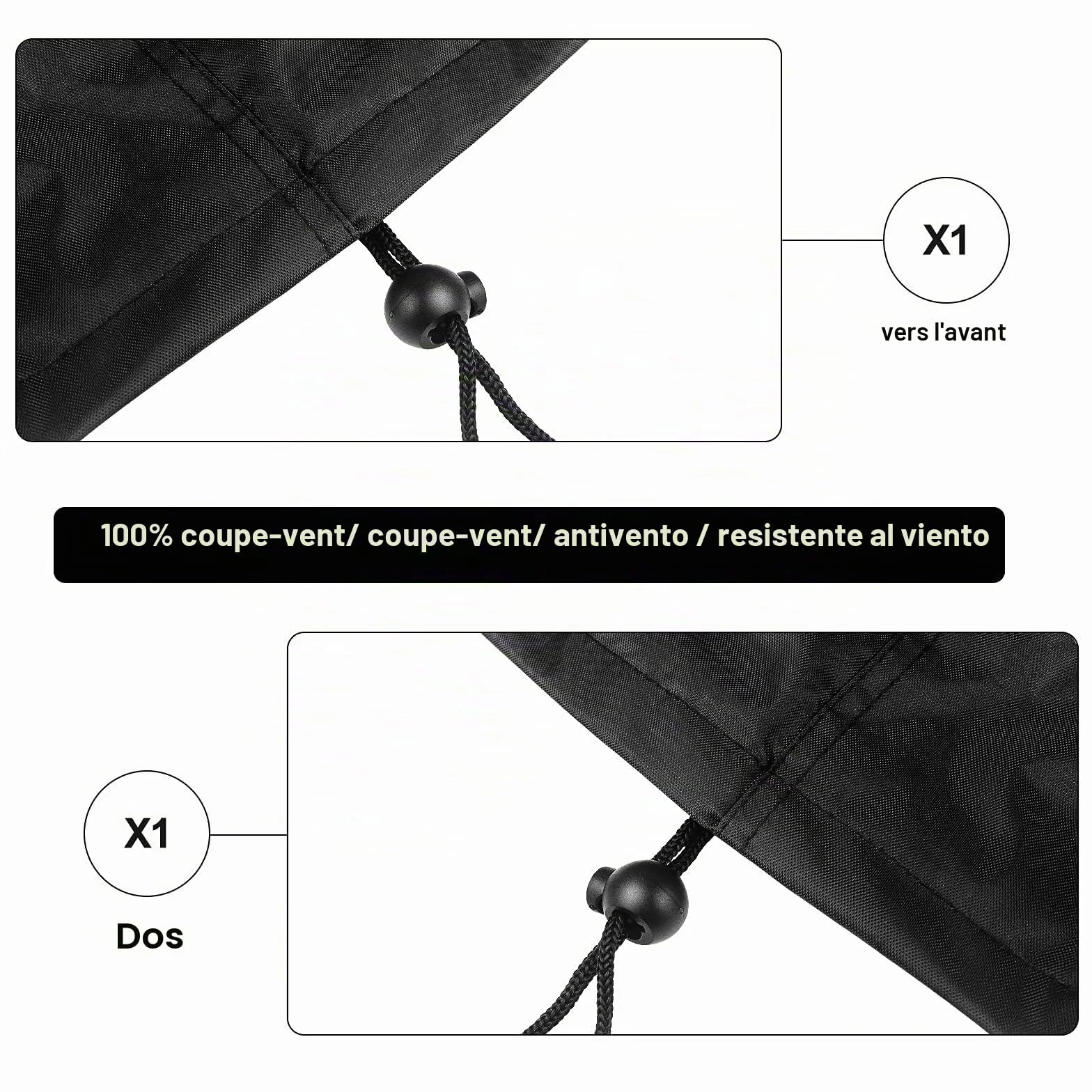 Bonna Lot de 2 Housses de Protection pour Chaise Longue de Jardin Imperméables 500D Tissu Oxford 200x68x30 cm Noir