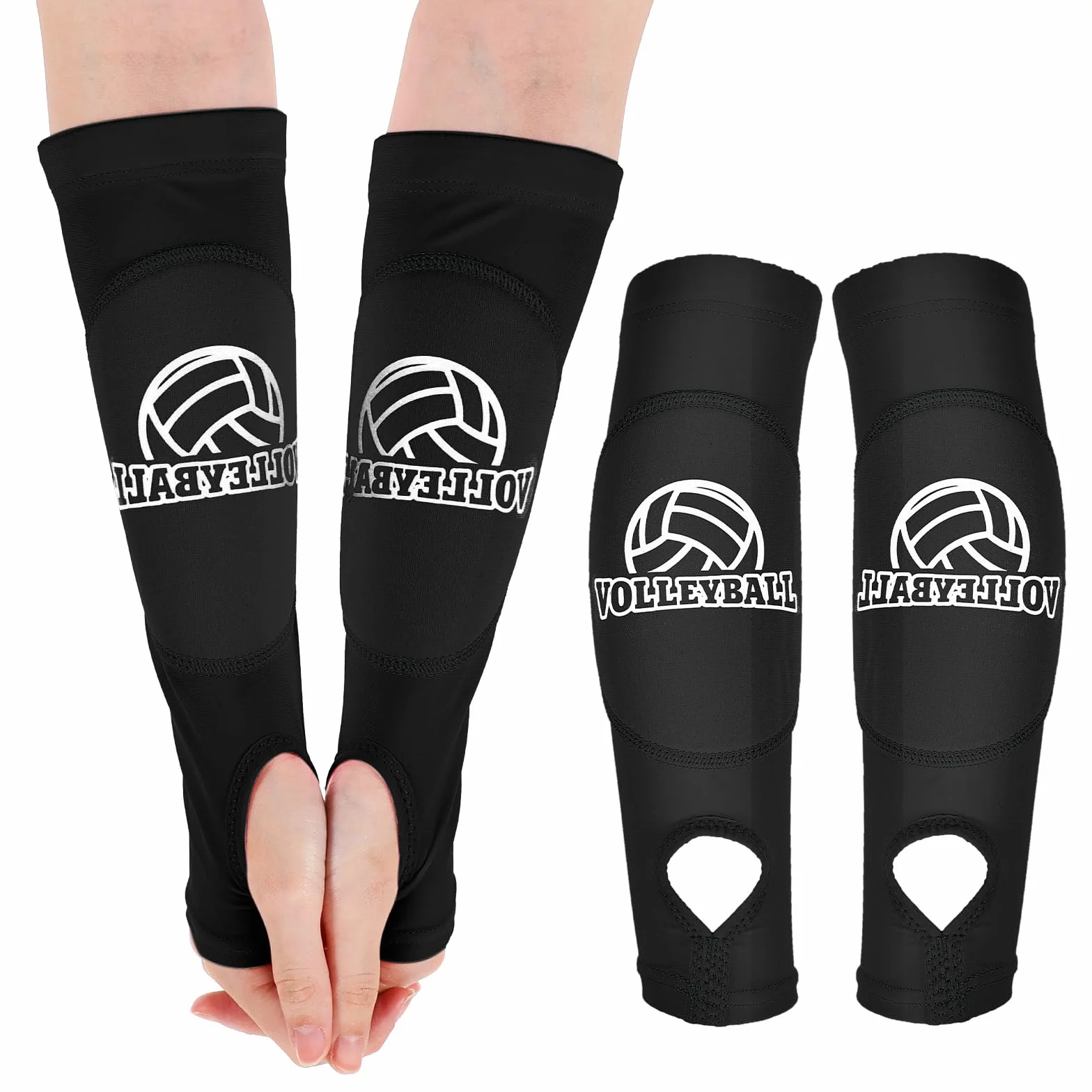JIEYAO Manchettes de bras de volleyball - Manchettes avant-bras avec rembourrage de protection et trou pour les pouces - Coussinets de bras de volleyball pour femmes et adolescents