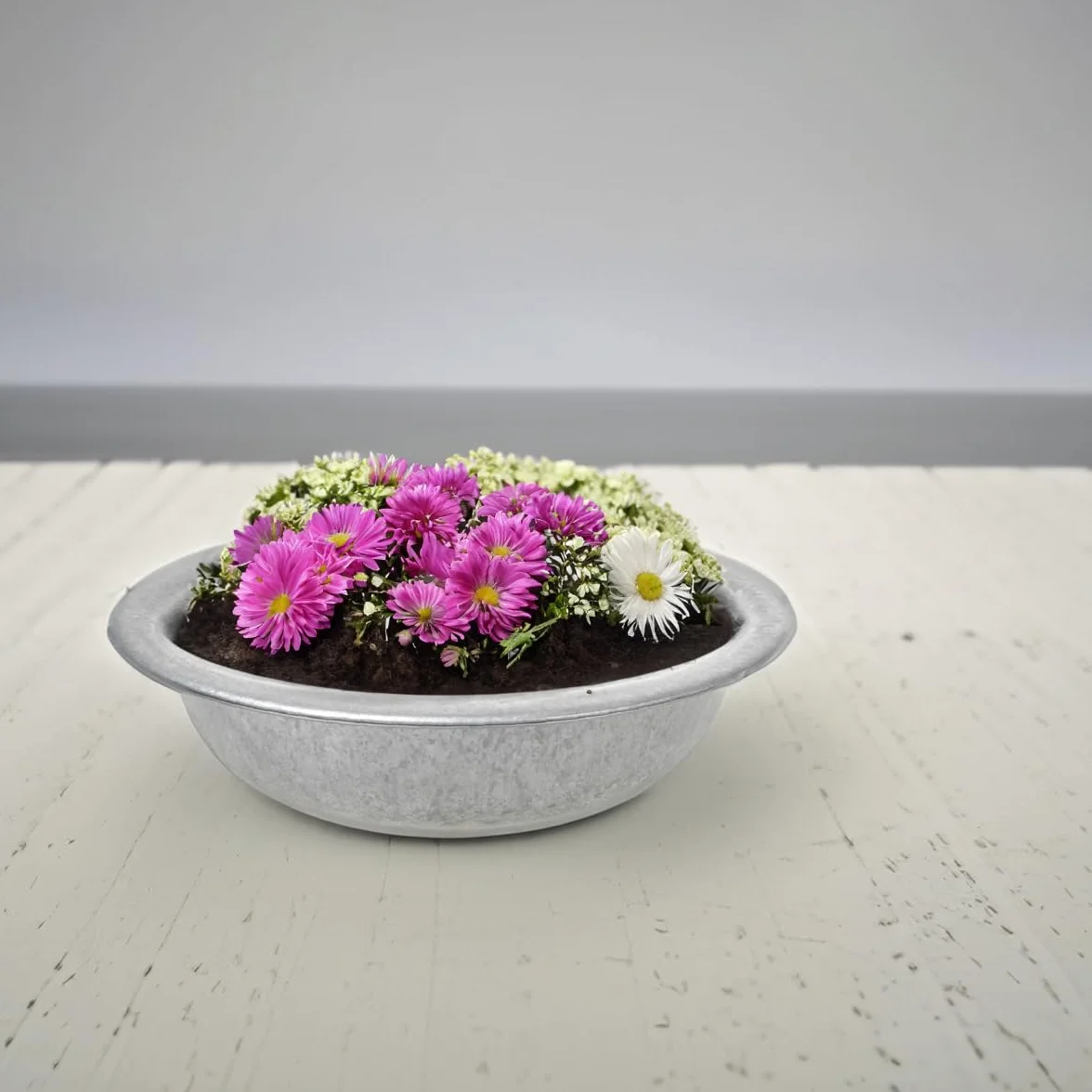 Grand seau en zinc 50 cm pour extérieur - Baignoire ronde jardinière fontaine solaire