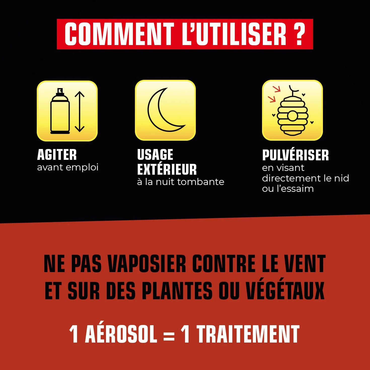 K.PRO Aérosol foudroyant choc nids de guêpes et frelons 500ml, Jet longue portée 6 mètres