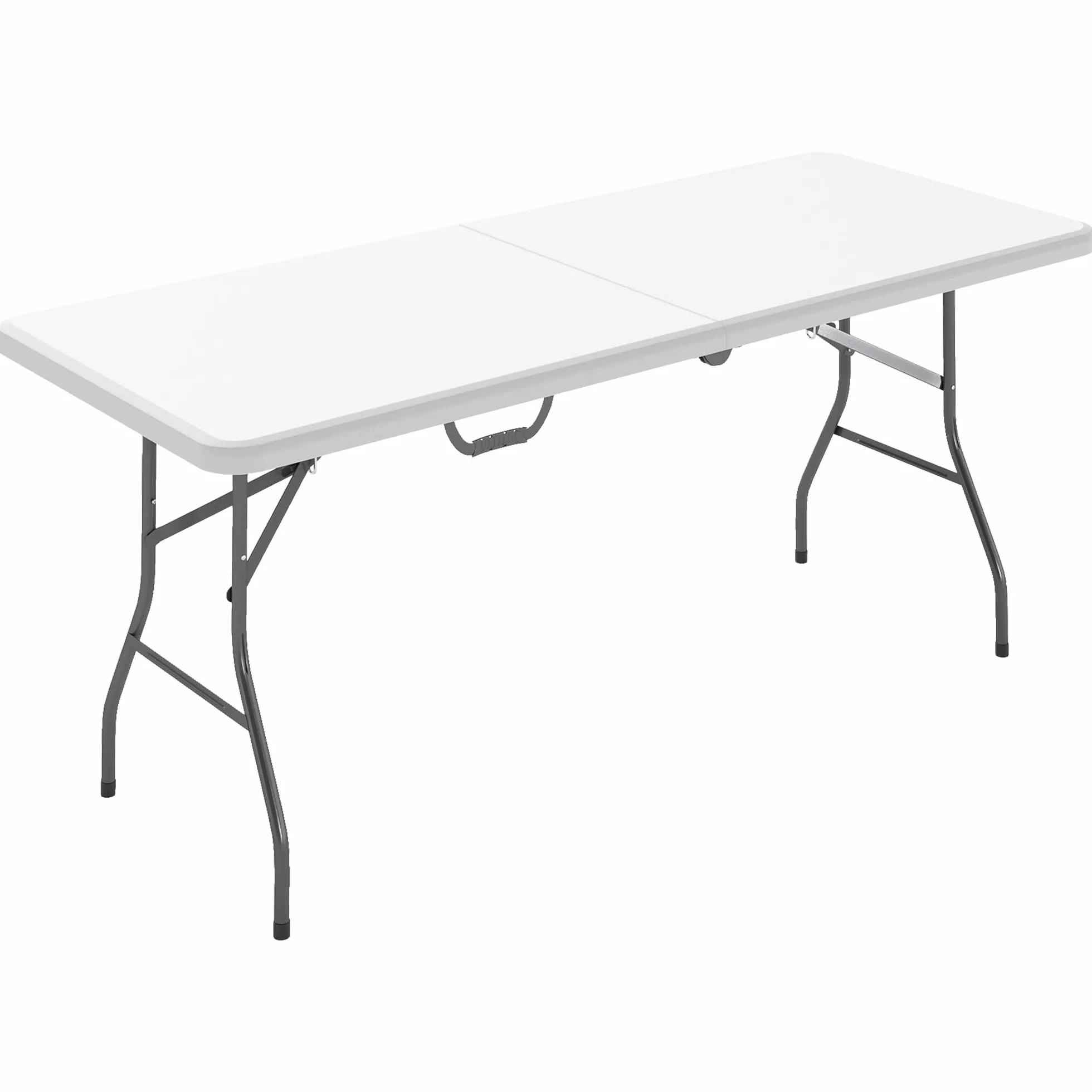 Outsunny Table Pliante HDPE 180x74x74 cm Camping Extérieur Blanc
