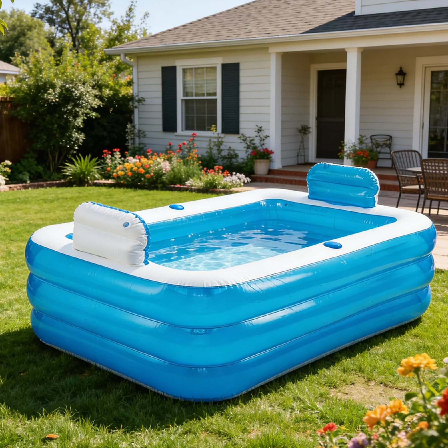 Baignoire Gonflable Adulte Portable avec Dossier Pliable