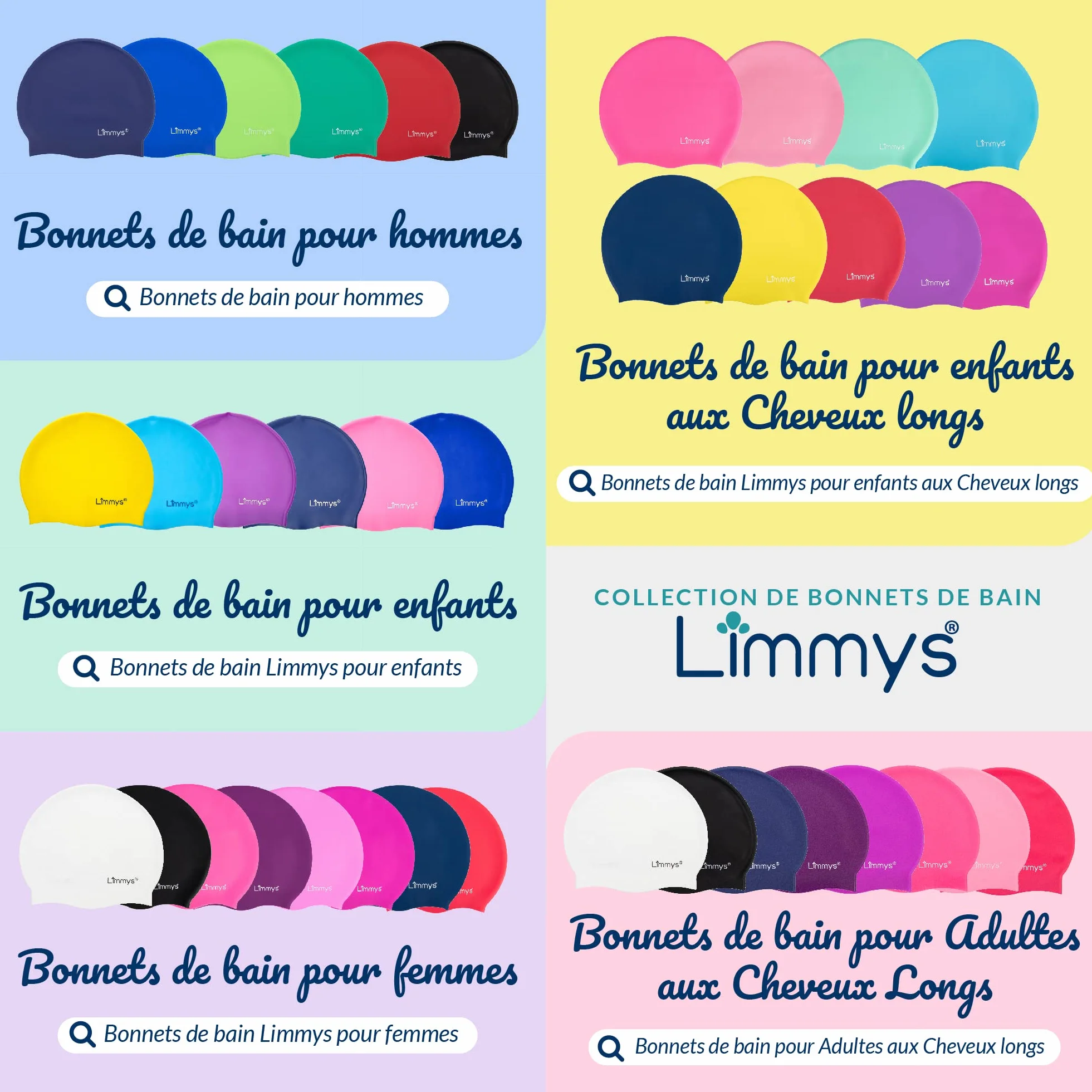 Bonnet de Bain en Silicone pour Enfants Cheveux Longs – Antidérapant, Ajustement Confort, Silicone sans Latex