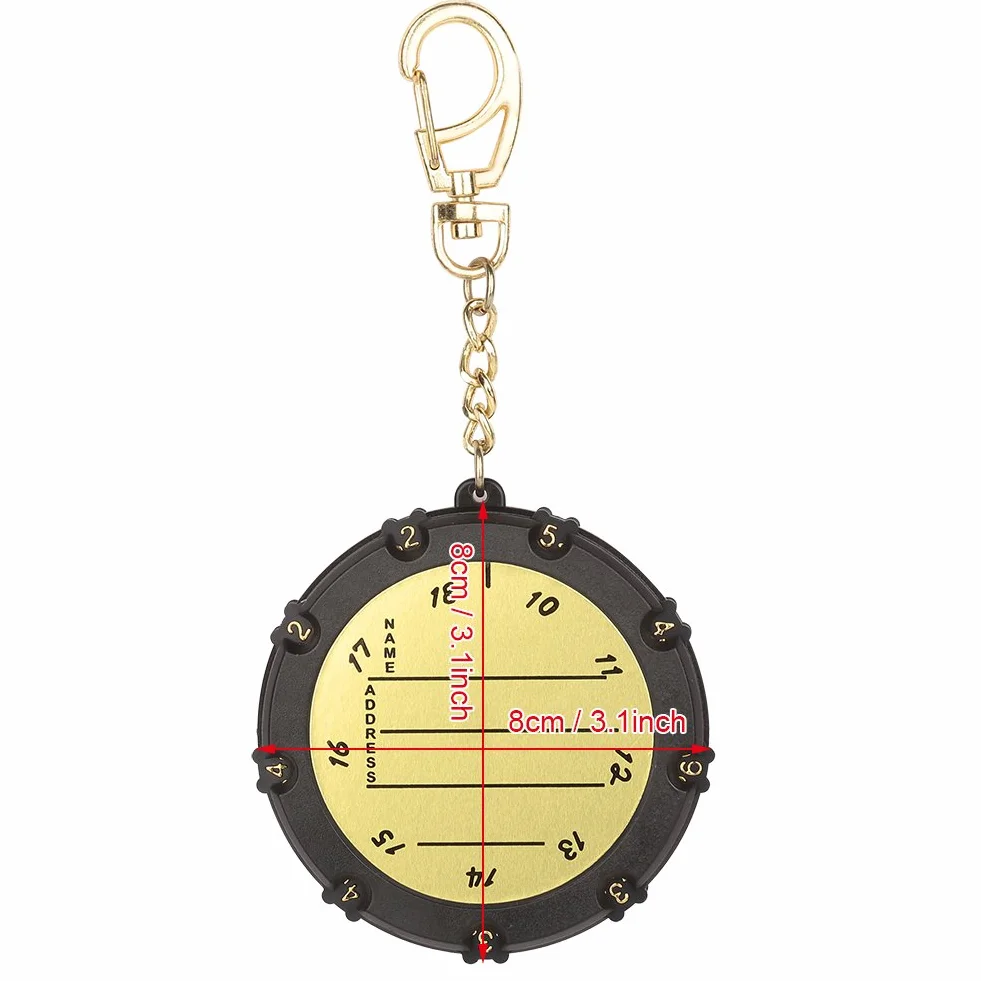 Compteur de score de golf portable 18 trous avec Numbers Wheels Gardien des scores porte-clés