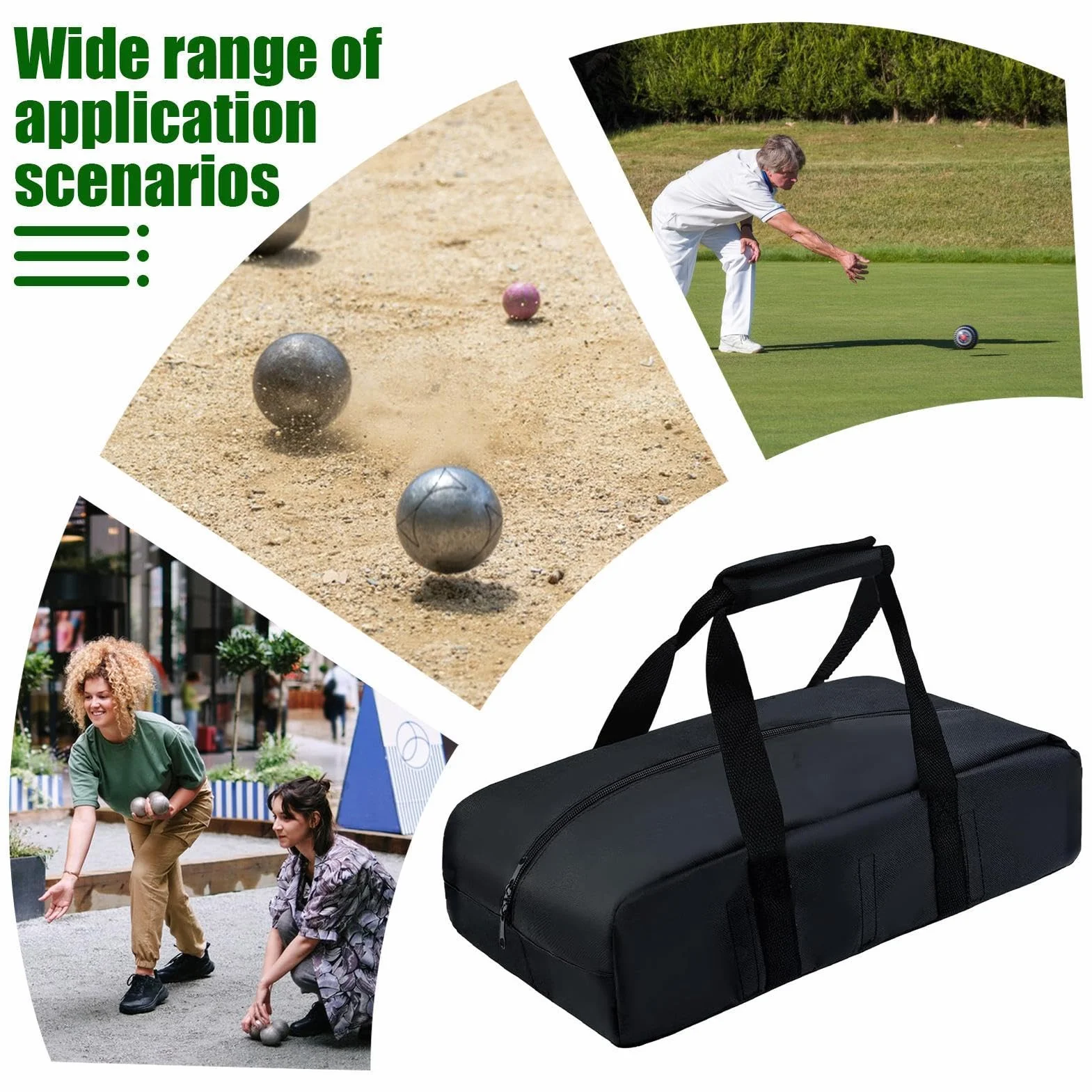 Générique Boccia-Balltasche - 43 Cm Oxford-Stoff Tragetasche | Acht Fächer, Robuste Boule-Aufbewahrung Für Freizeitspieler, Garten, Sportausrüstung, Familienaktivitäten, Und Wettkampf-Spiele