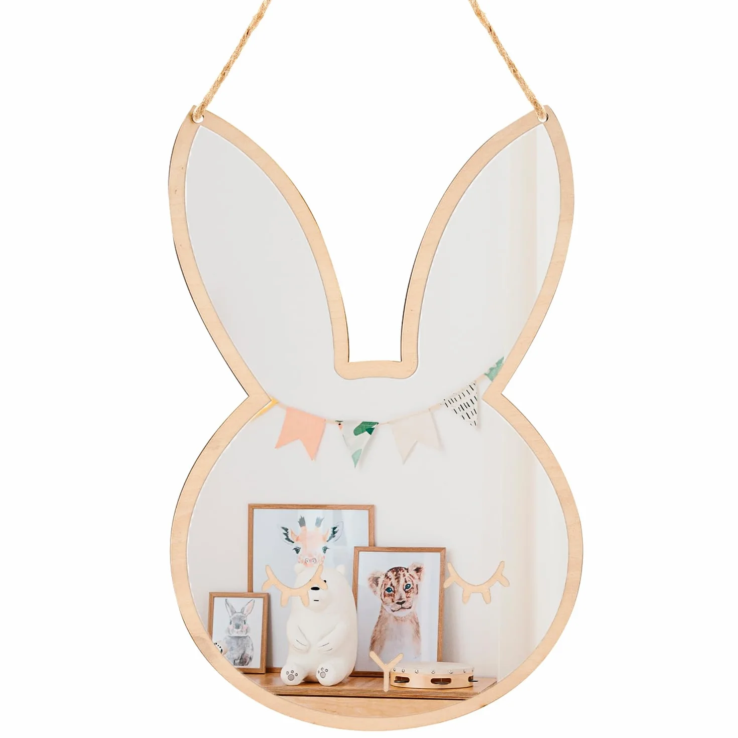 Miroir Incassable Enfants Mural Décoratif Acrylique Nordique Suspendu Lapin