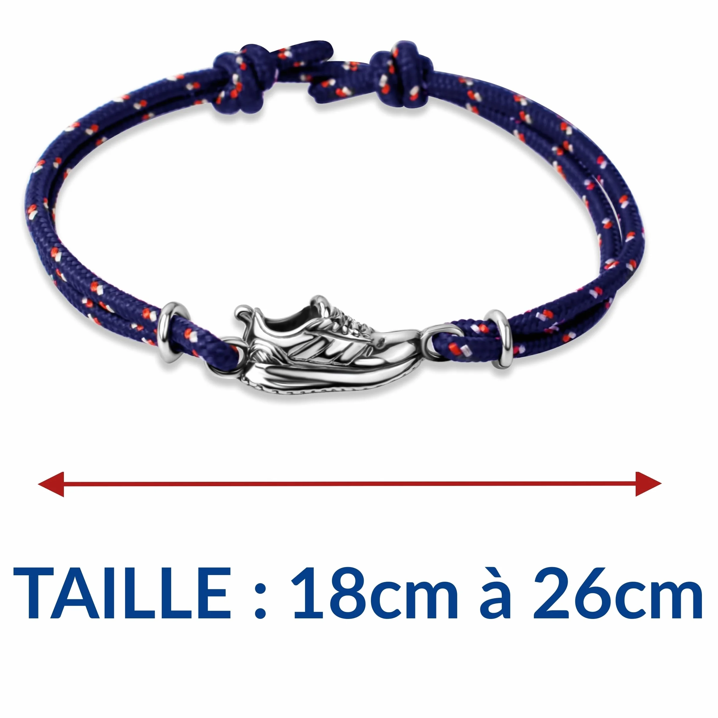 ERNESTINE - Bracelet running réglable cordon acier inoxydable basket course à pied - idée cadeau homme femme - idée cadeau runner sport accessoire poignet bijou original - bracelet homme course à pied