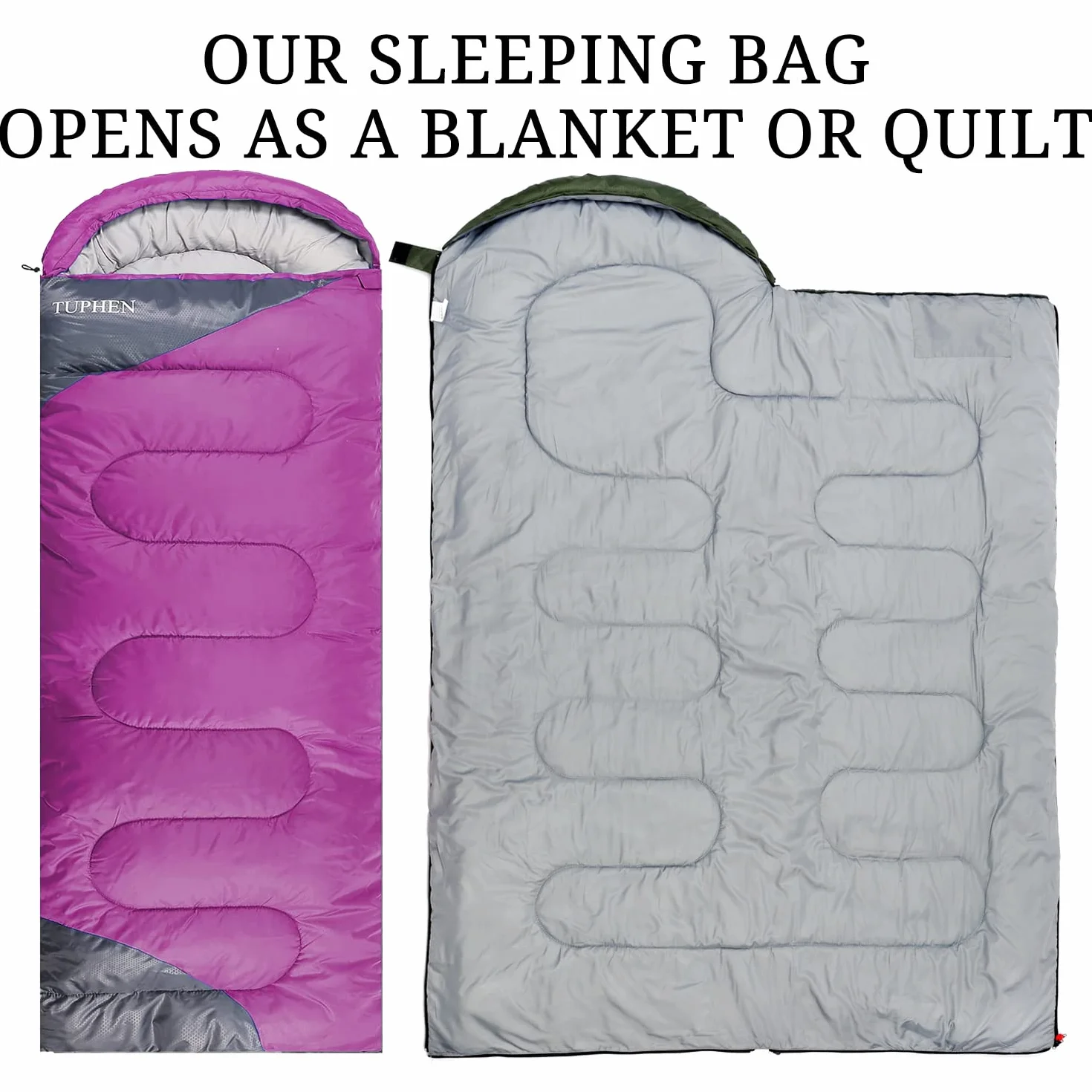 Sleeping Bag - 3-4 Seasons Camping Sleeping Bags for Adults Kids Girls Boys - Compact Sleeping Bag for Hiking, Backpacking, Cold Weather & Warm - Lightweight Waterproof Packable Travel Gear