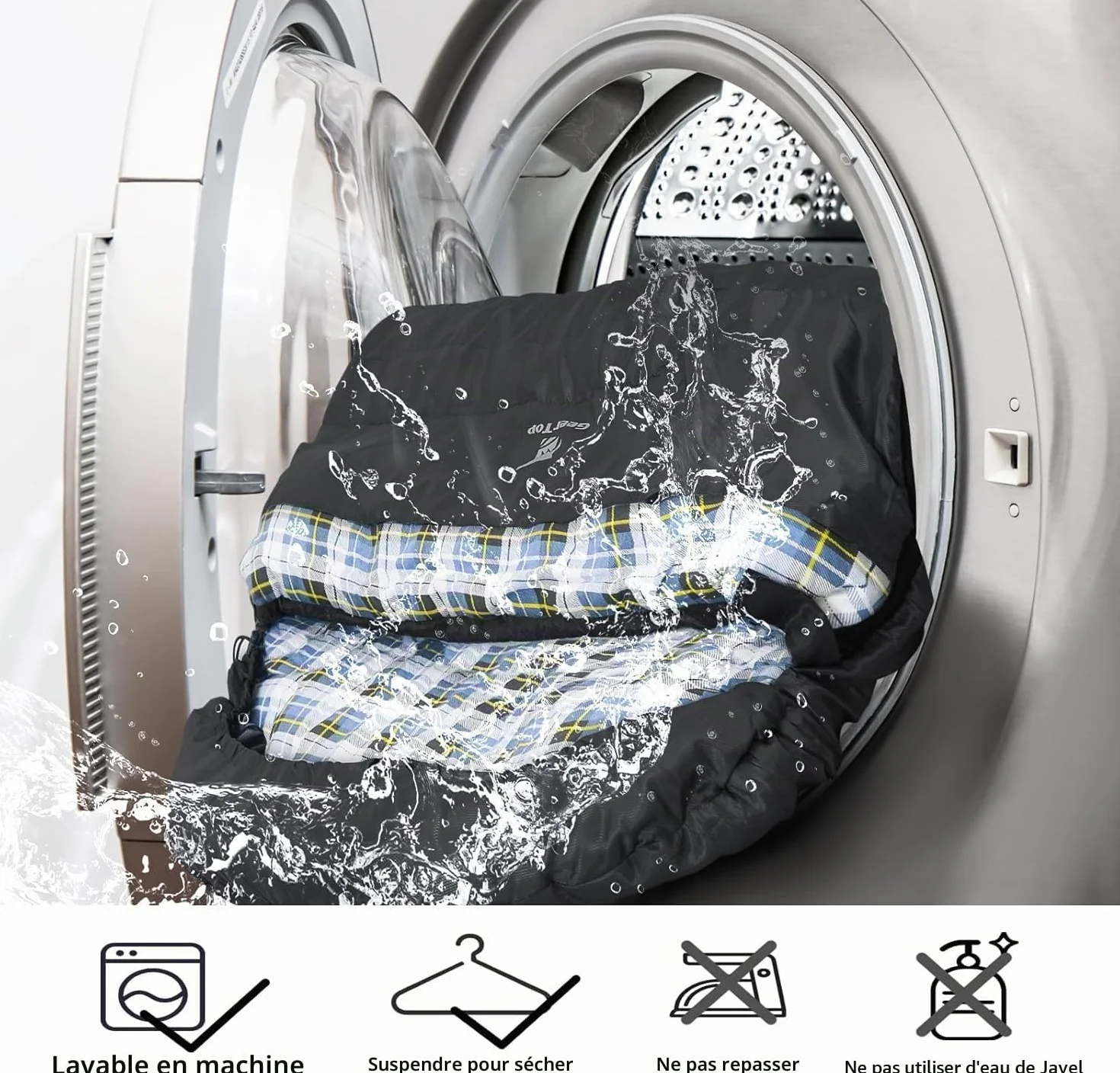 GEERTOP Sac de Couchage Adulte XXL 220 x 110cm, Sac de Couchage Hiver avec Sac de Compression Randonnee, Portable Léger pour Camping Trekking Les Activités de Plein Air
