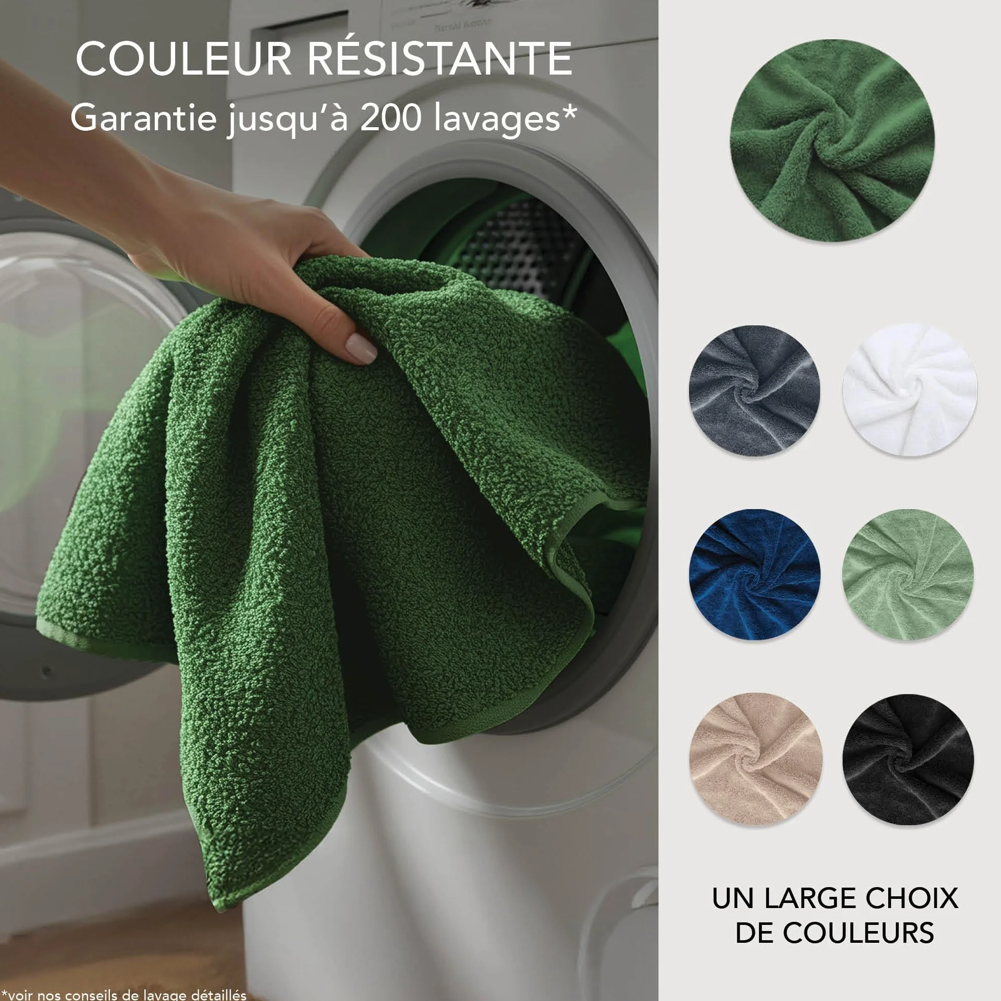 Gants de Toilette 15x20 cm Vert Sapin Coton 500 g/m² Oeko TEX Lot de 10