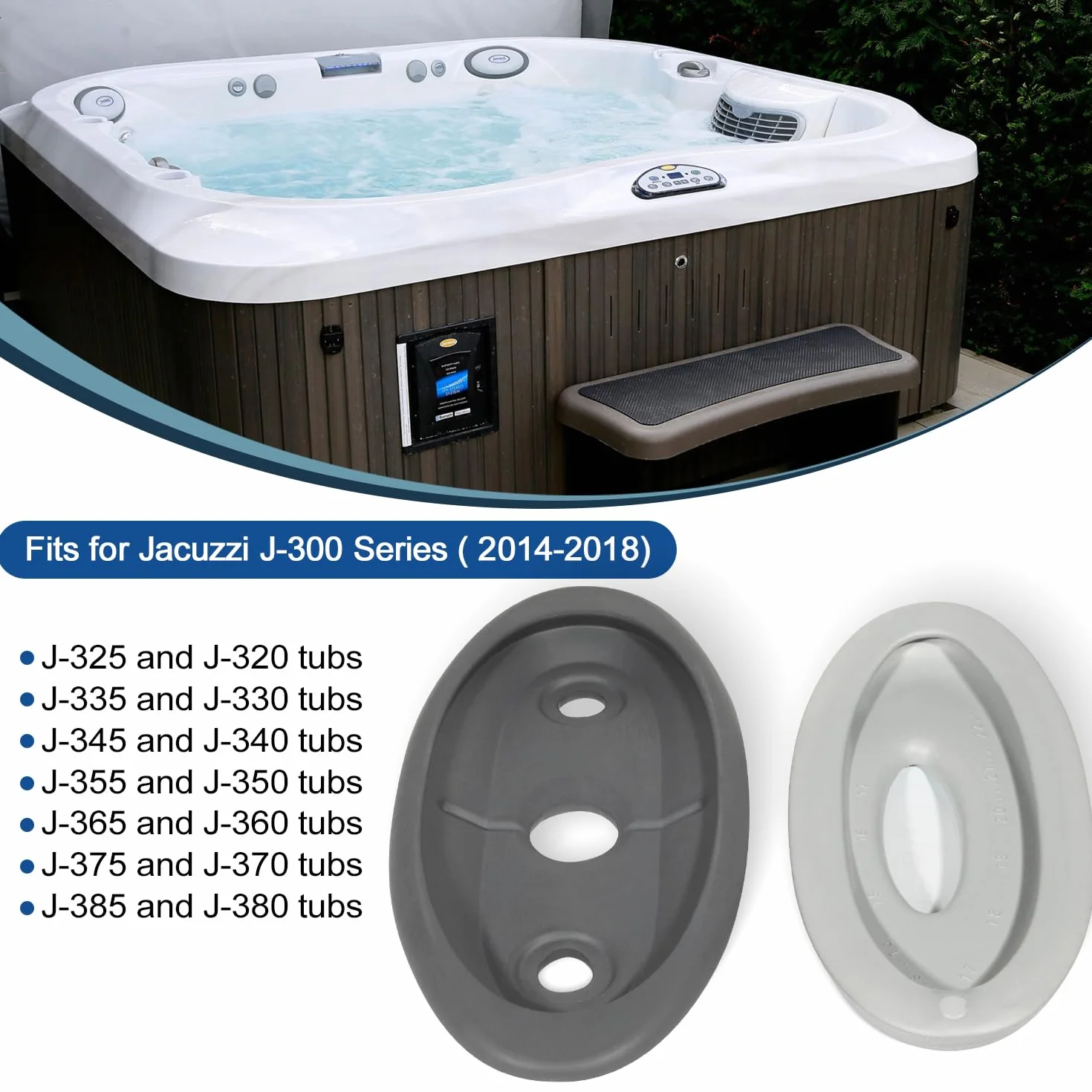 Lot de 4 Coussins Ovales + Support Arrière pour Jacuzzi J-300 Series Hot Tubs & Spas (2014-2018)