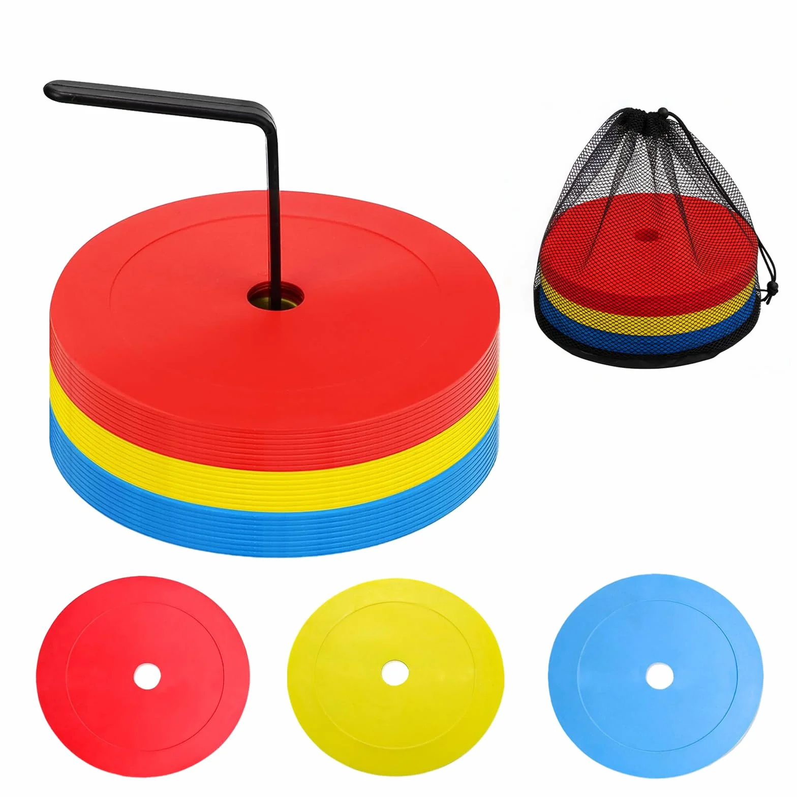 Lot de 24 disques de marquage 15 cm - Marqueurs de sol antidérapants - Football, basketball, handball