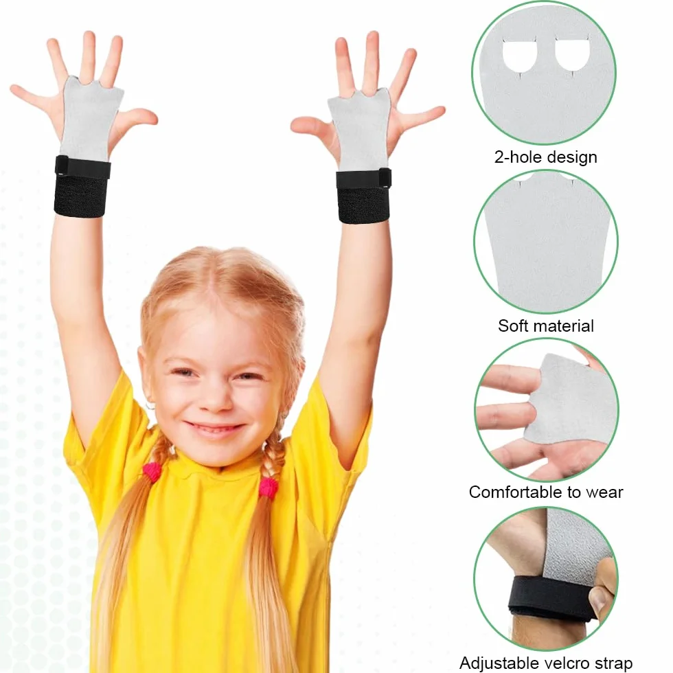 Manique Gants Gym Enfant Adulte Protection Paumes 2 Paire Poignées Gymnastique d'entraînement Ouverts Crossfit Powerlifting