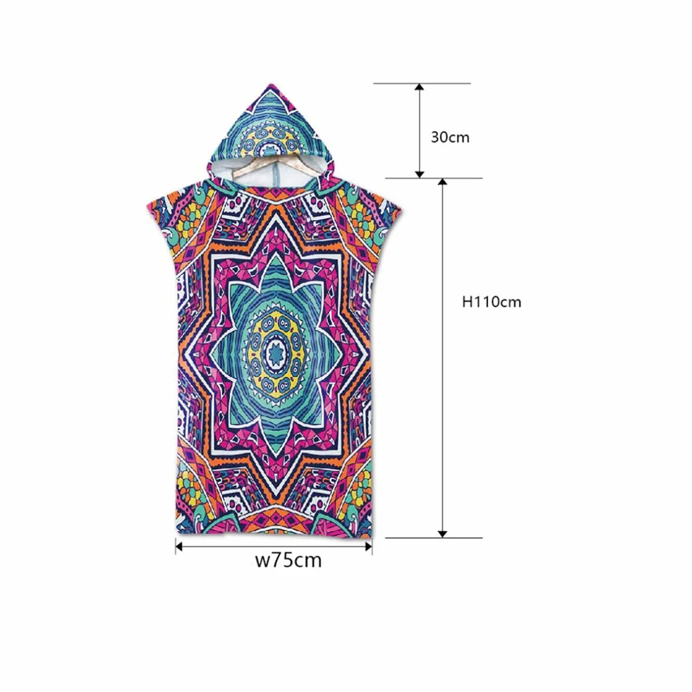 Proumhang Changement Peignoir de Bain Changing Towel, Poncho de Surf avec Capuche Serviette de Bain à Capuche Adulte Serviette de Plage Adulte imprimé Taille Unique-Mode 11 75 x 110cm