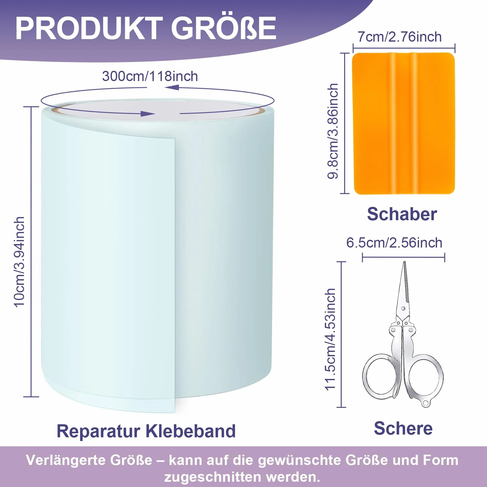 Kit Réparation Piscine 10x300 cm Rustine PVC Auto-Adhésif pour Piscine Hors Sol Spa