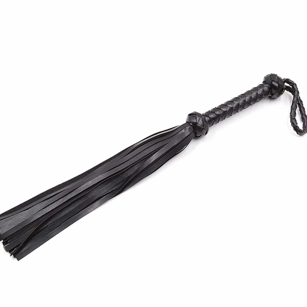 Fouet d'équitation Noir, Fouet de Jeu en Simili Cuir, d'entraînement pour Chevaux avec Poignée Confortable, Idéal pour l'entraînement équestre, 23,4x6,5 Pouces