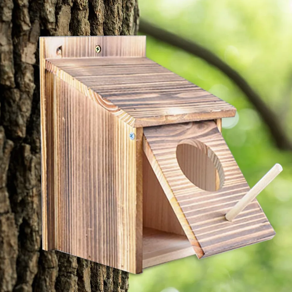 Nichoir Oiseaux Exterieur Original en Bois, Nid Canari Sauvages, Mésange Bleue Charbonnière Suspendre Jardin