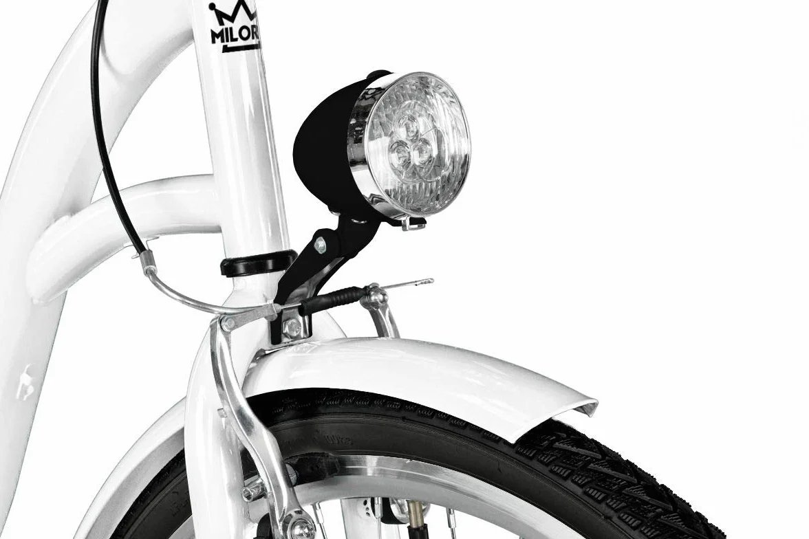 MILORD Vélo Confort Blanc 26 Pouces 7 Vitesses avec Panier Porte-Bagages arrière