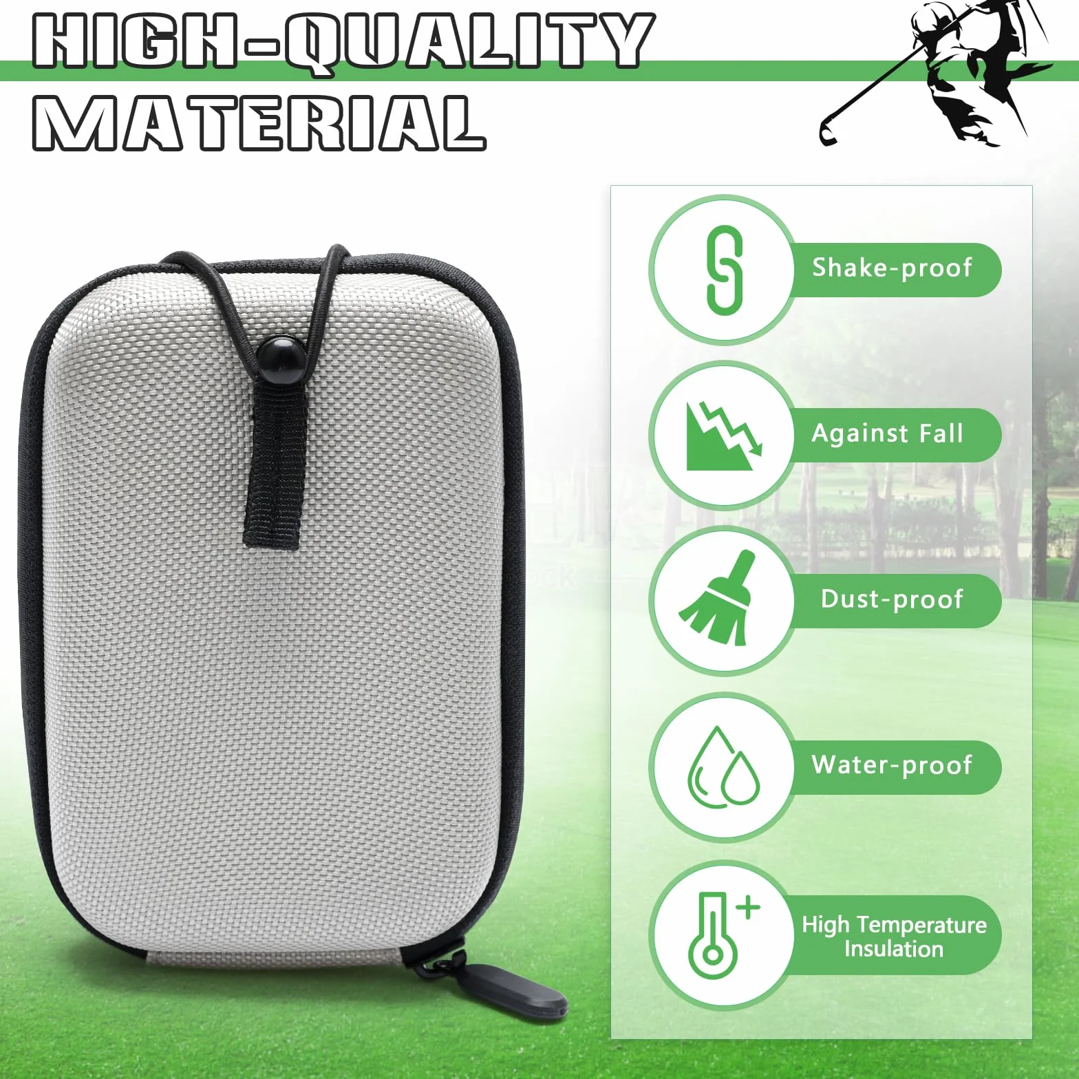 Windspeed Coque rigide pour télémètre de golf avec boucle, pochette universelle pour télémètre de golf, Gris + noir., 14x9.5x4.5cm, Portable