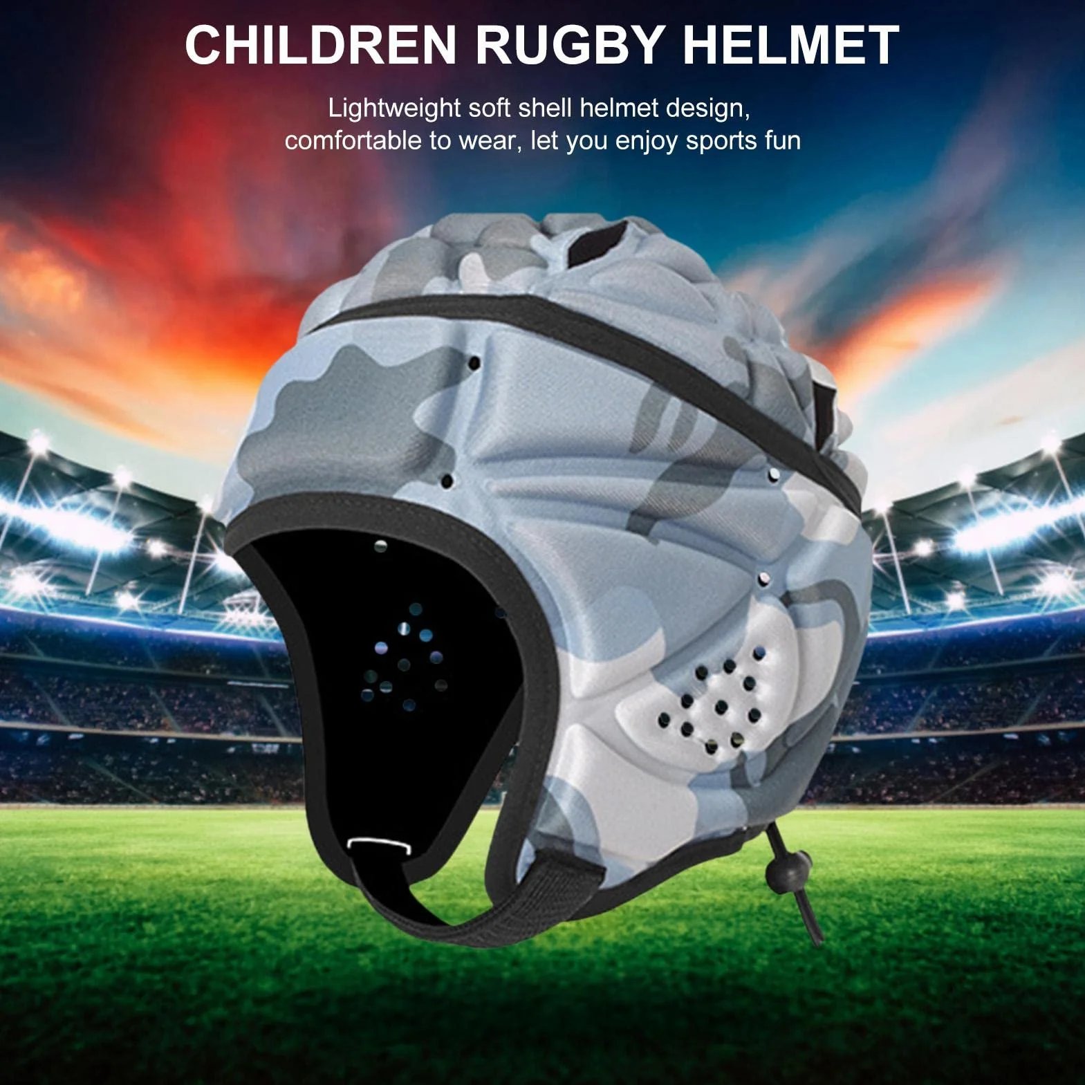 Casque pour enfants, casque de football pour enfants, rembourré, protection de la tête de l'Eva anti-collision, casque de football, protection de la tête sportive (34 x 20 cm)