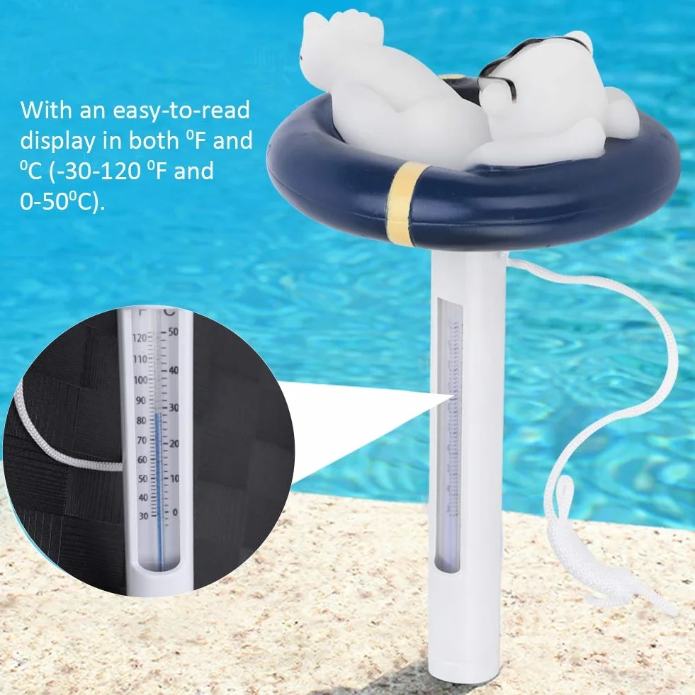 Thermomètre Flottant Ours Dessin Animé pour Piscine Baignoire Température Eau Plastique Incassable