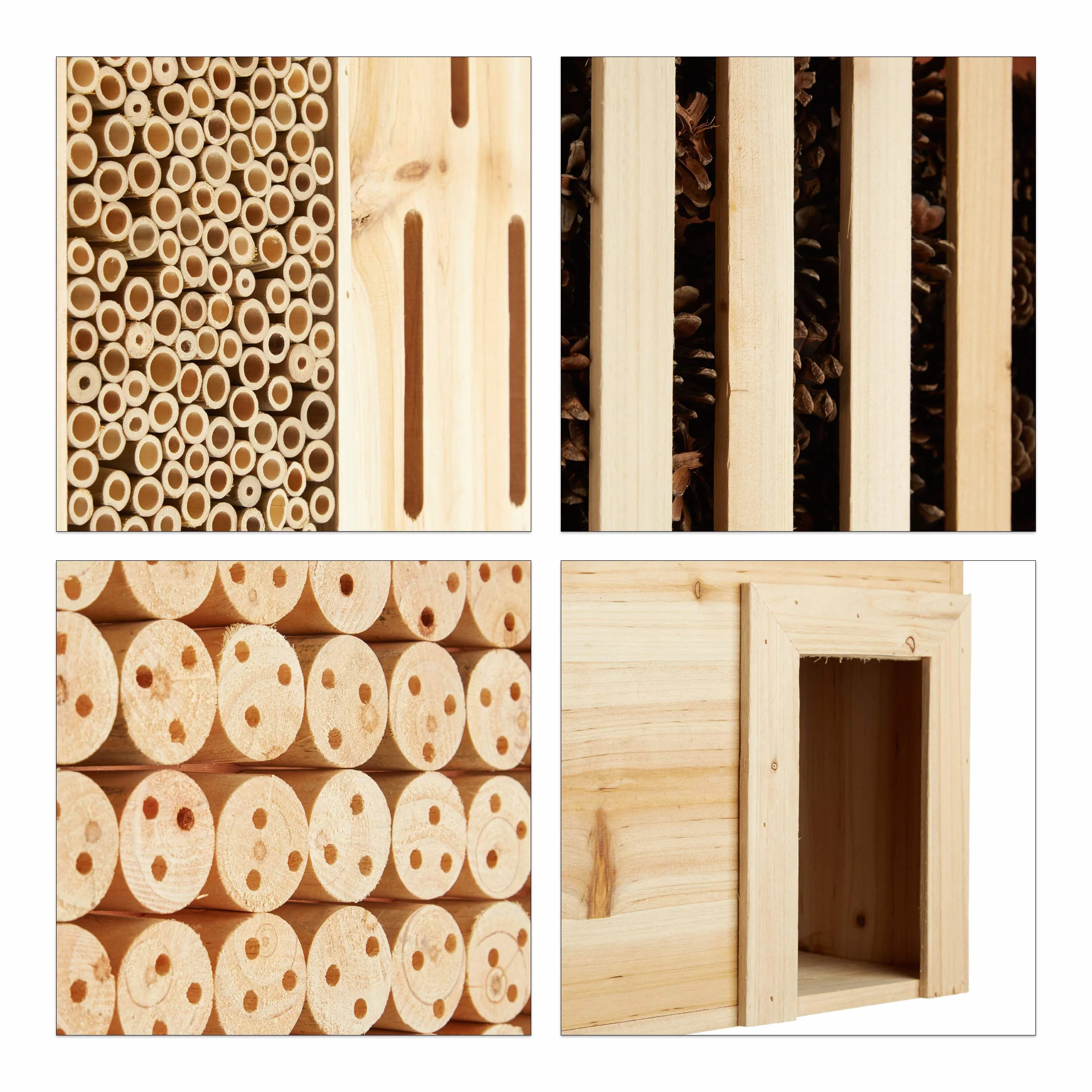 Relaxdays Hôtel à insectes en bois XXL abri abeilles papillon 118 x 57 x 24 cm nature