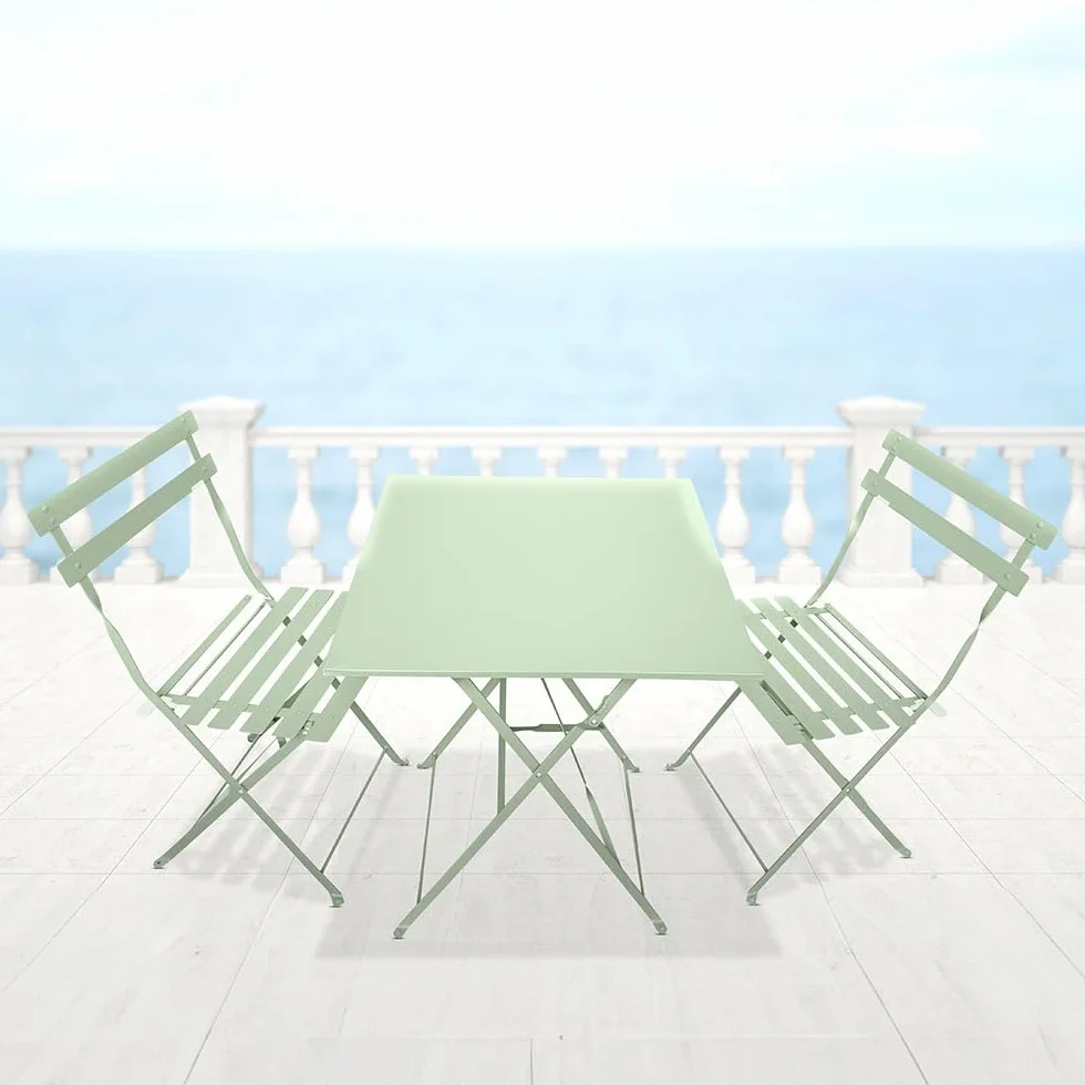 Madalena Ensemble de Jardin Pliable Table de Bistrot Carrée 2 Chaises Gris