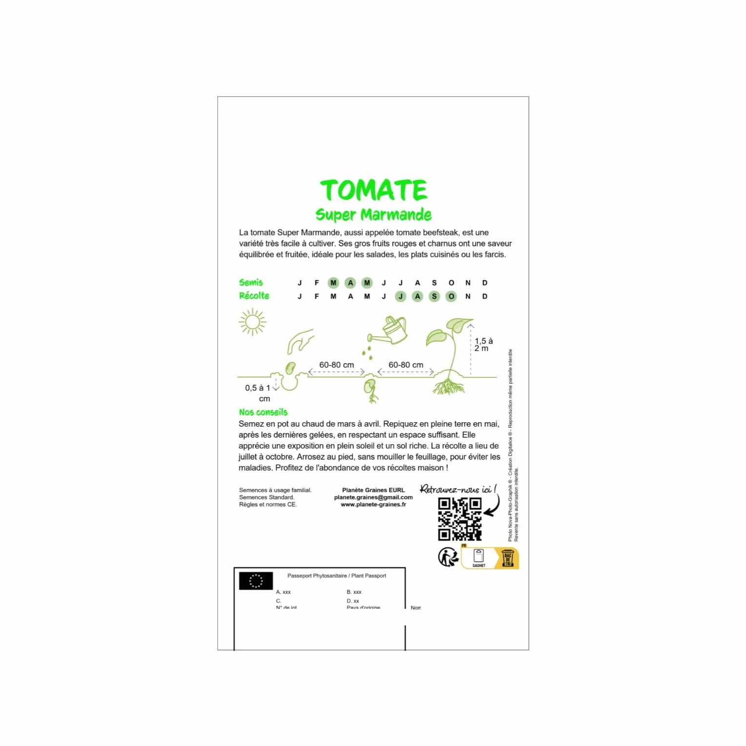 Graines de tomate marmande VR, variété ancienne, gros fruits charnus précoces