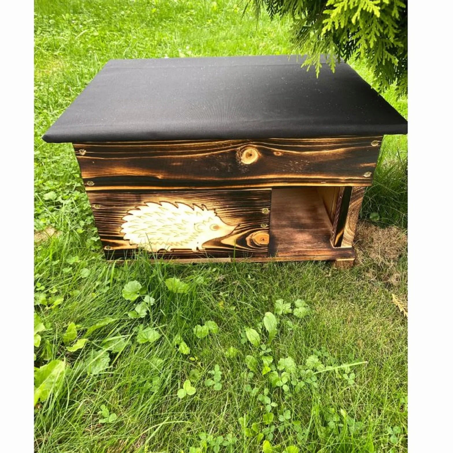 QLS Abri pour hérisson en bois 40 x 50 x 30 cm avec toit amovible résistant aux intempéries