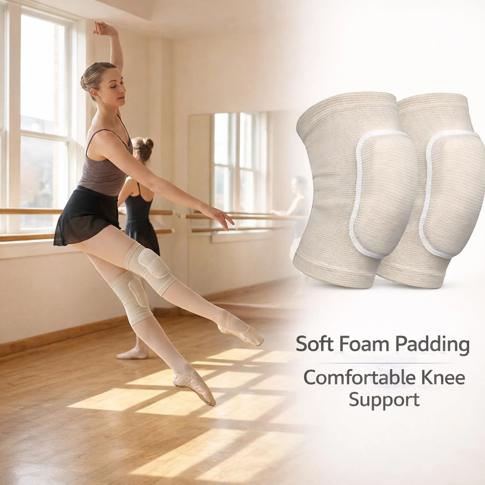 1 Paire Genouillères Danse en Mousse – Protection Souple pour Genoux, Genouillère Sport Respirante pour Danse Yoga Entraînement