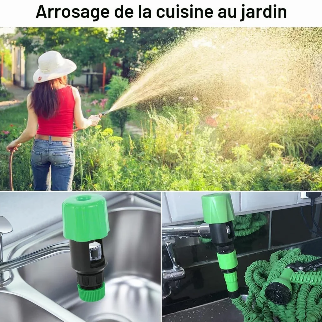 ECYC Adaptateur Connecteur Tuyau Arrosage Jardin Plastique ABS Vert