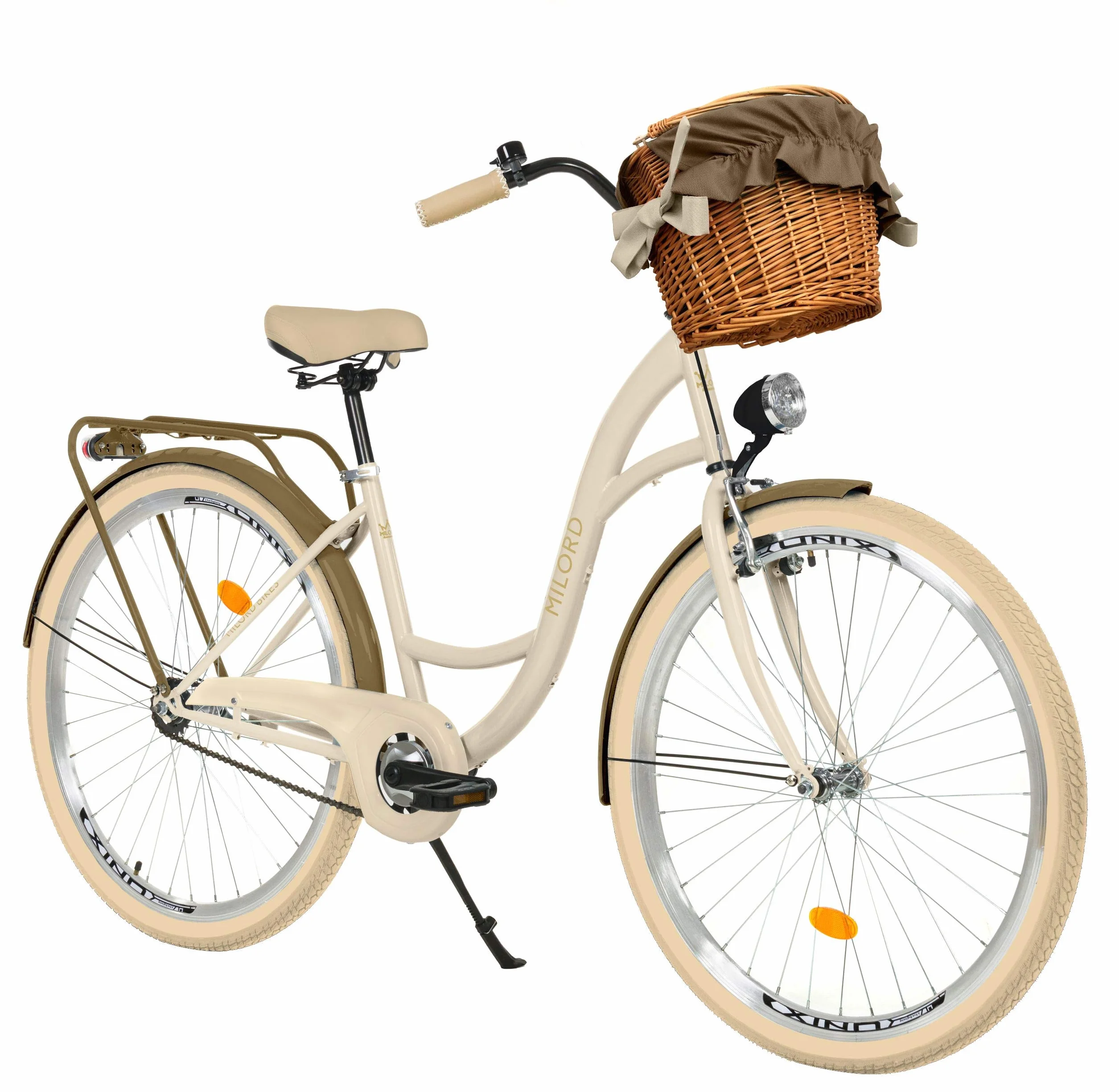 MILORD Vélo Confort Brun 28 Pouces 1 Vitesse Panier Porte-Bagages arrière
