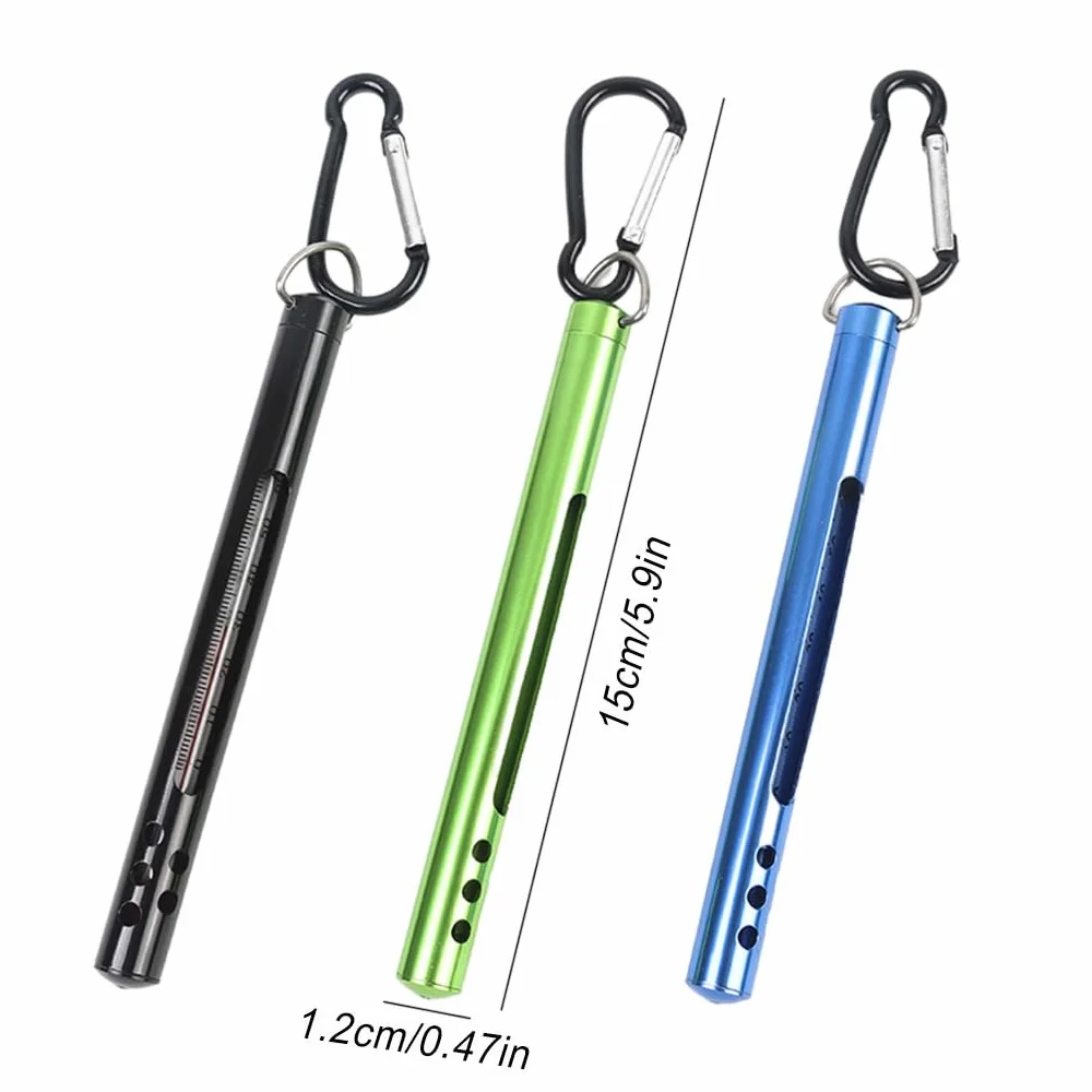 Thermomètre de pêche à la mouche métal flux lac eau de mer avec mousqueton extérieur eau douce eau salée outils de bord de mer vert, Vert