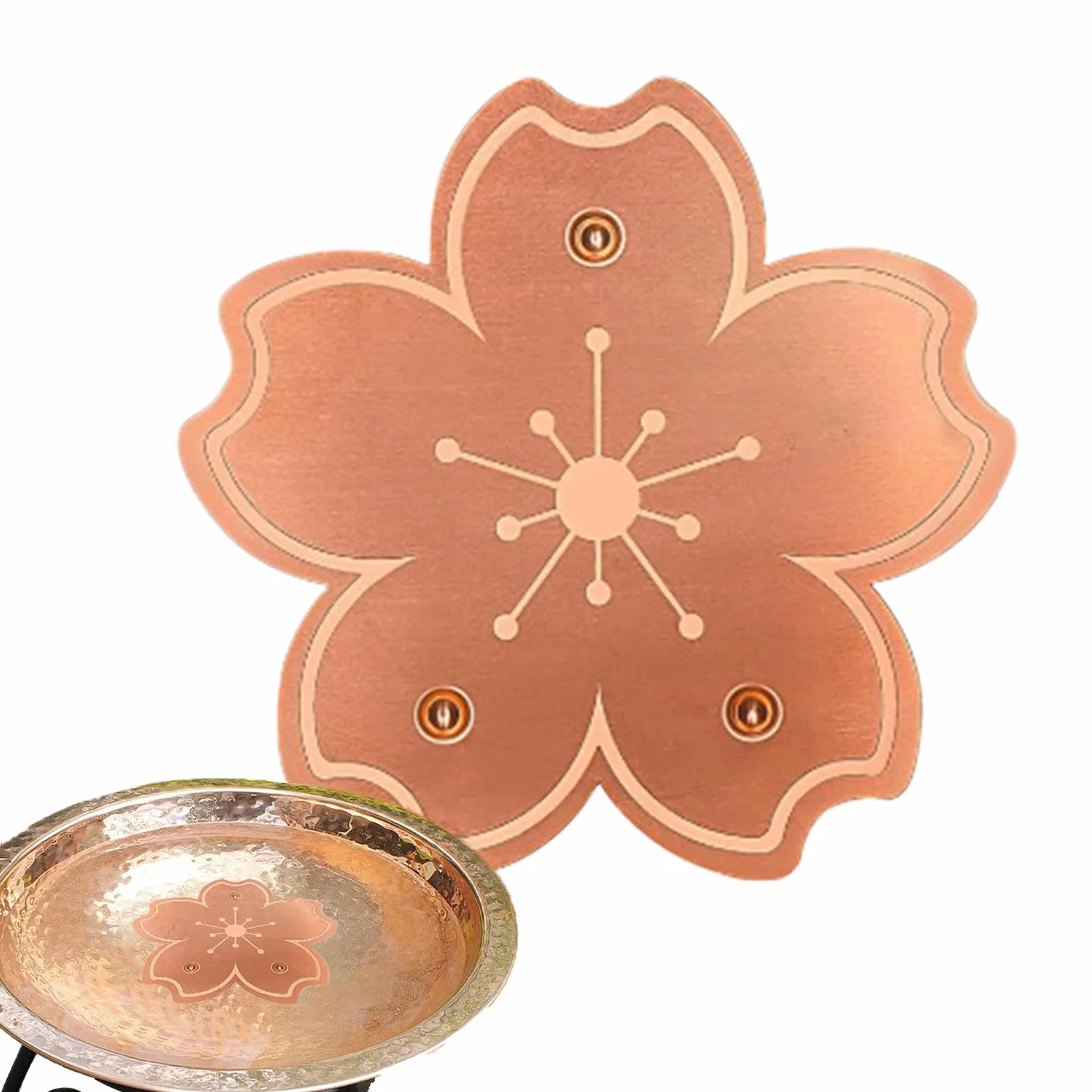 Disque de Purification Cuivre Triple Point pour Bain d'Oiseaux Accessoire Jardin