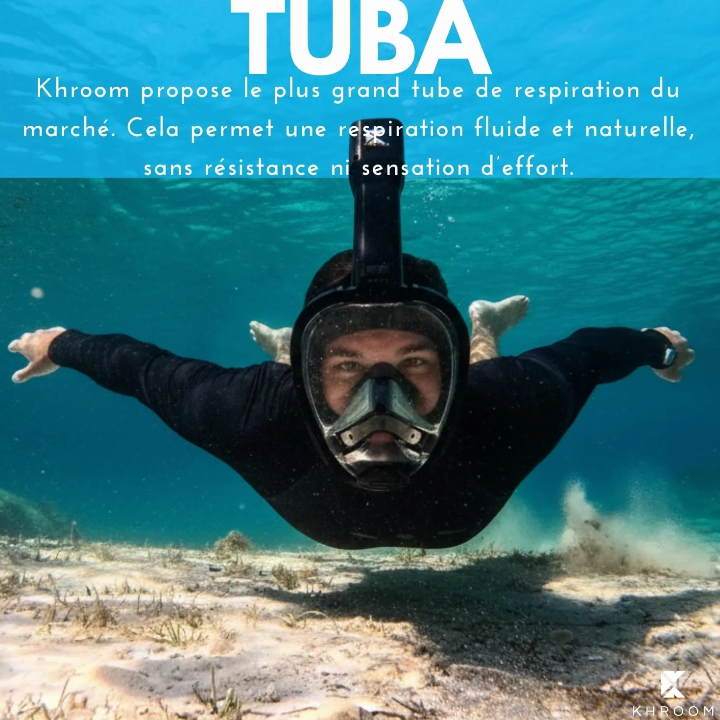 Khroom Masque de Plongée Intégral Seaview Pro Snorkeling Plein Visage Adulte sans Risque CO2