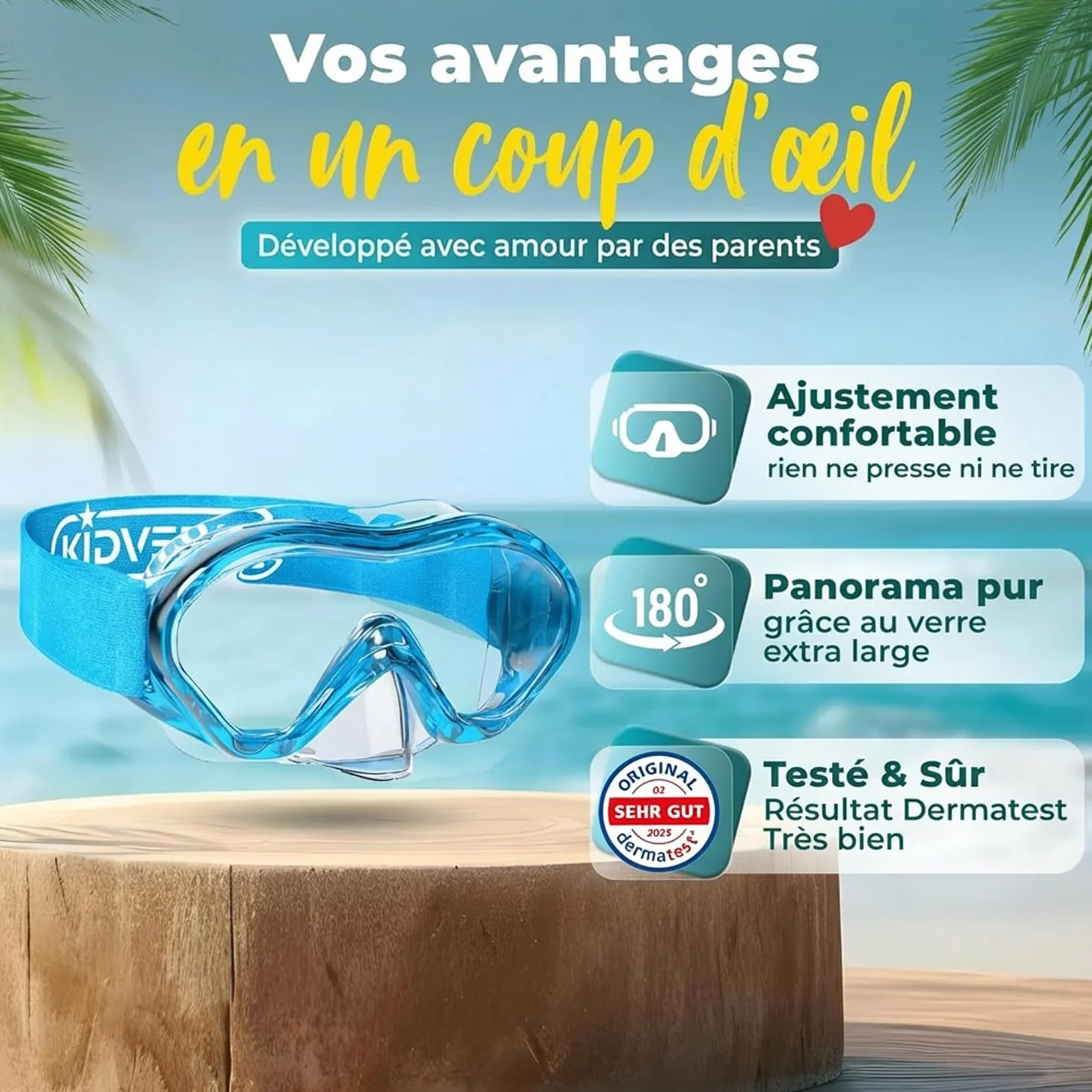 KIDVERSE Lunette Piscine Enfant Protection UV Anti-buée Étanche Confortable