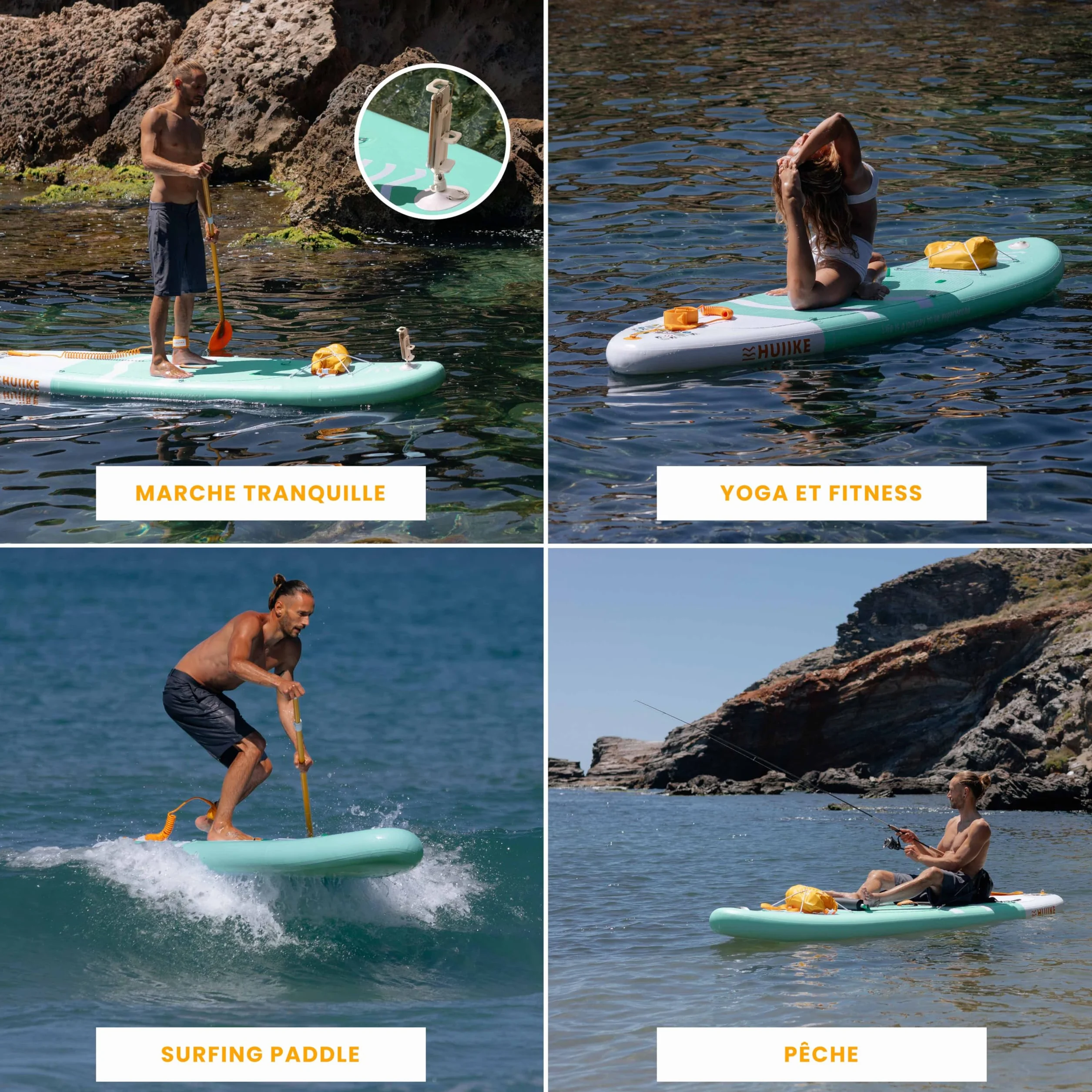 HUIIKE Paddle Gonflable Adulte avec Accessoires Inclus, Pagaie, Ailerons, Pompe. Planche de Stand Up Paddle Grande Stabilité et Résistance. 305 x 84 x 15 cm, Jusqu'à 130 kg
