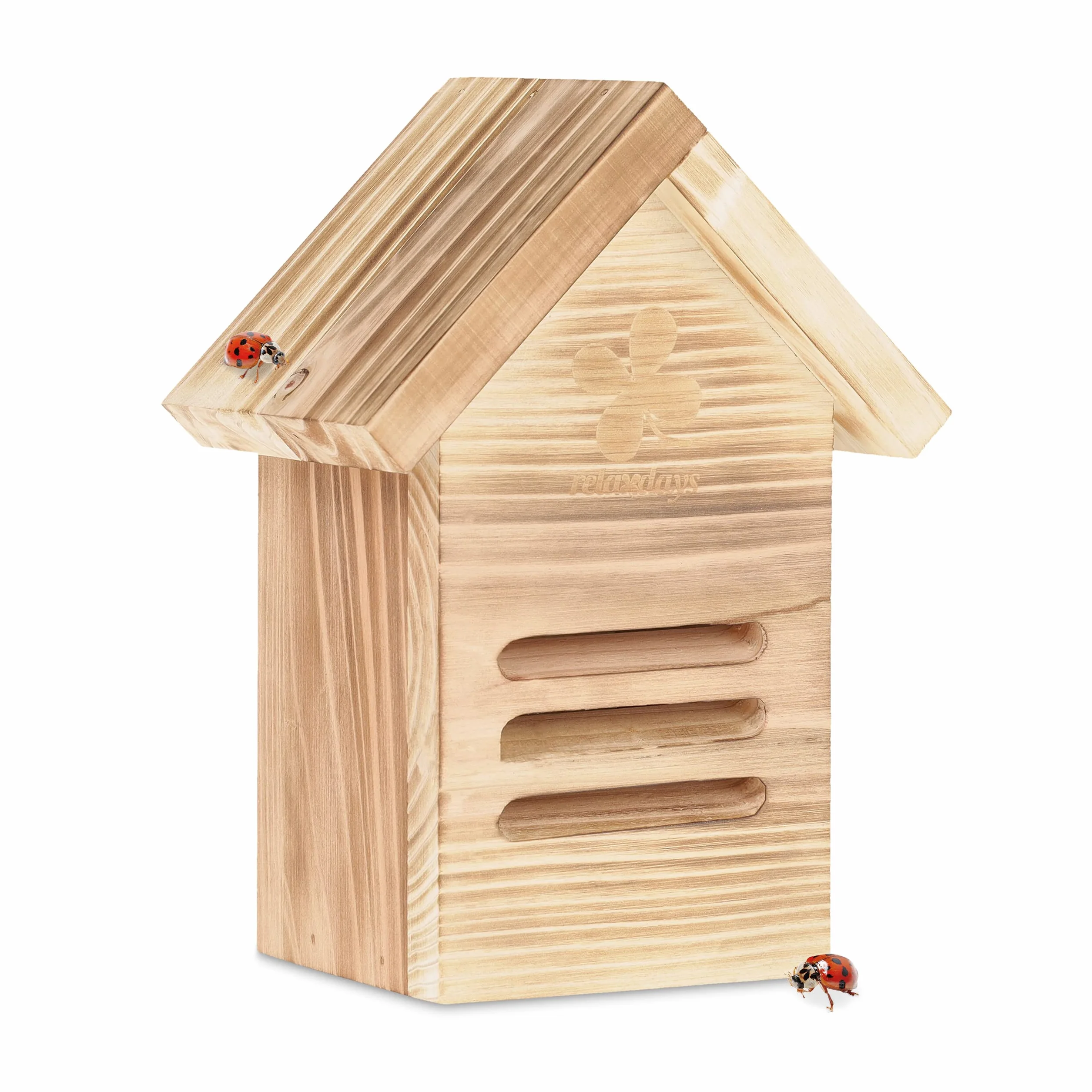 Relaxdays Maison à Coccinelle, Hôtel à Insectes, Bois Brun, 23x17x12 cm