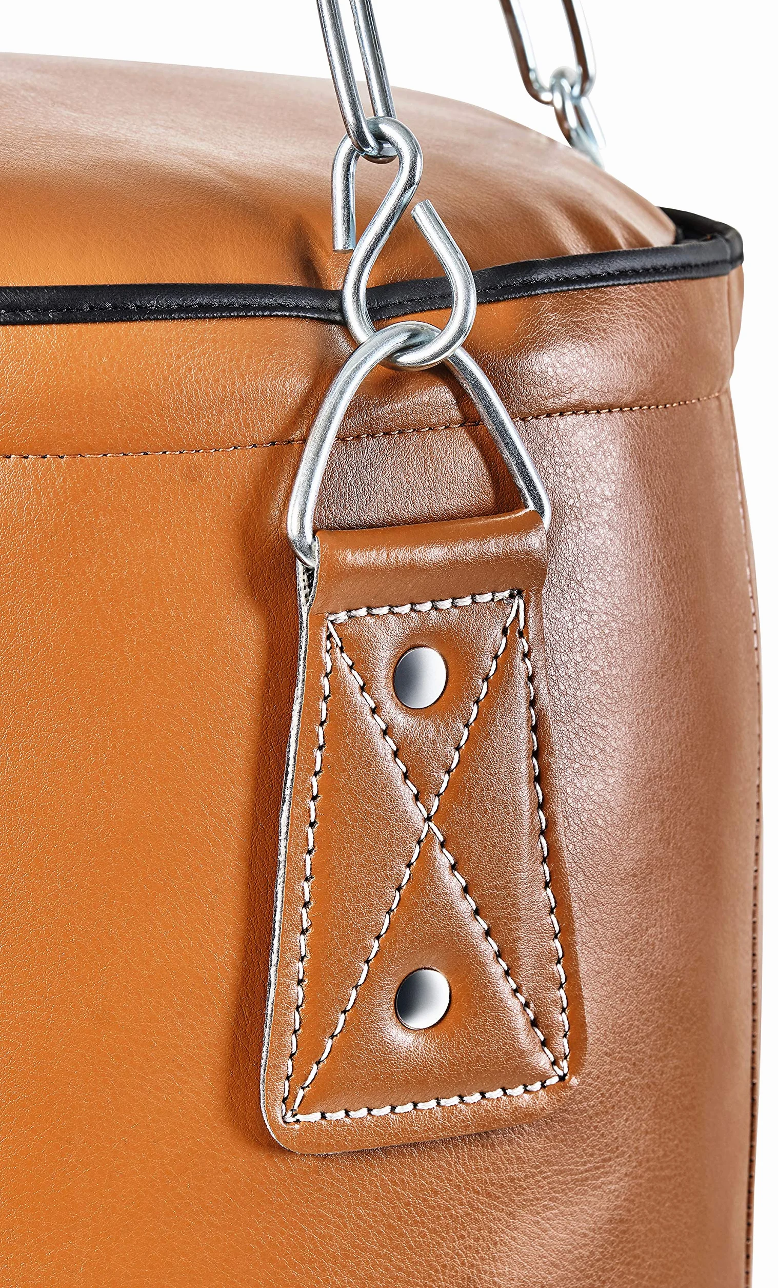 Bad Company Sac de boxe rétro avec chaîne en acier à quatre points robuste I En cuir synthétique I Rempli/non rempli I 80/100/120/150/180 x 35 cm - Marron