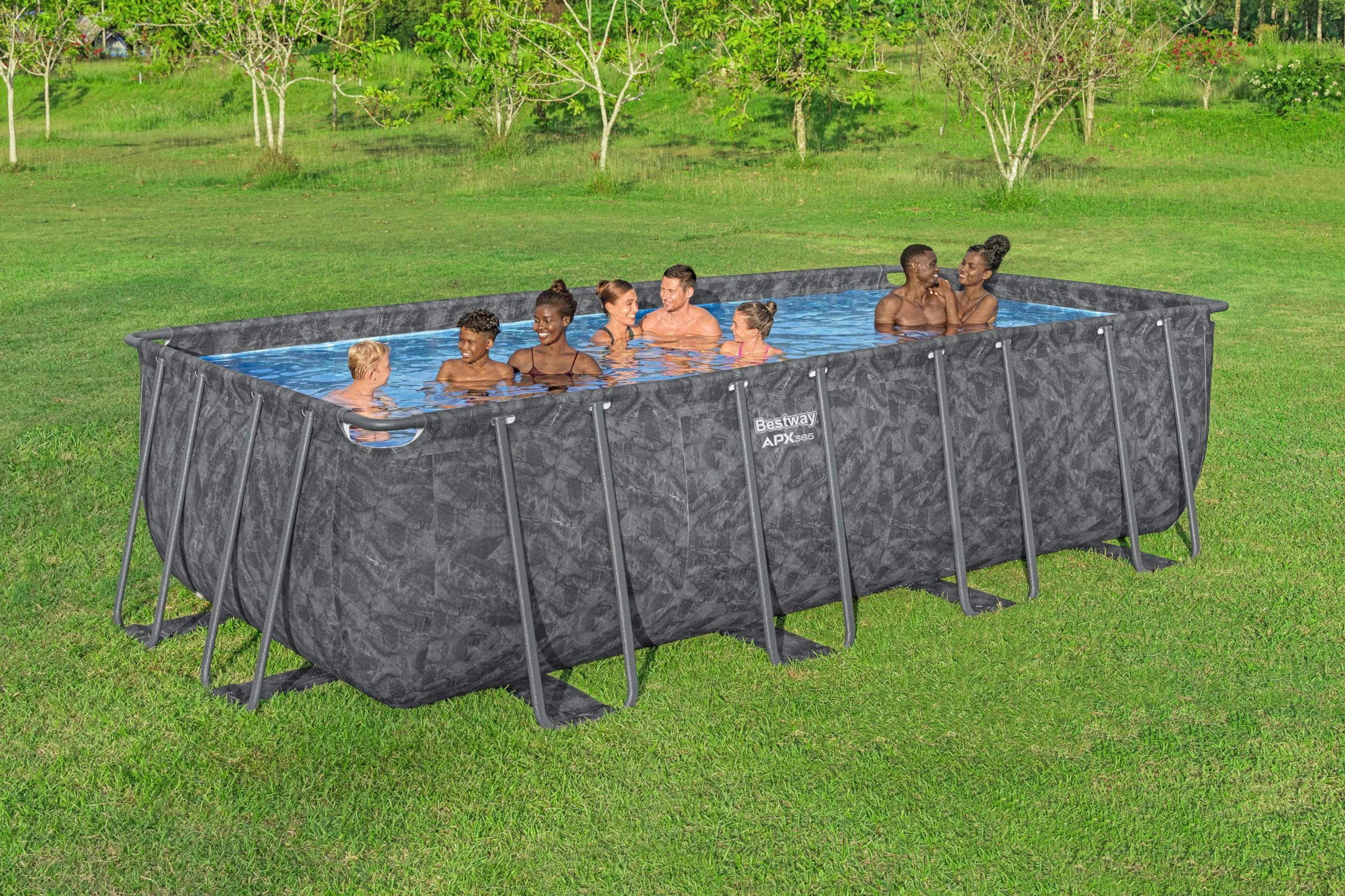 Bestway Kit Piscine Hors Sol Rectangulaire APX 365-549 cm x 274 cm x 132 cm Gris foncé