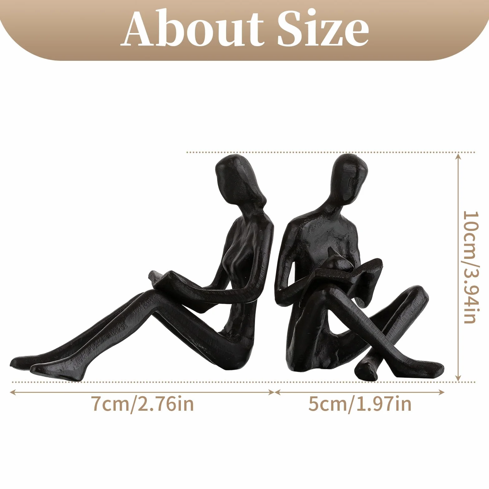 Sziqiqi Serre-Livres en Fonte pour Étagères Statue Métal Cadeau pour Lecteurs