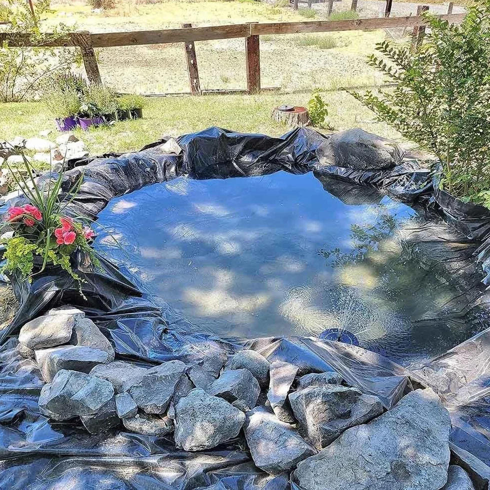 Bâche étanche pour Bassin 10M x 15M, PEHD Couverture Flexible Noire pour Jardin