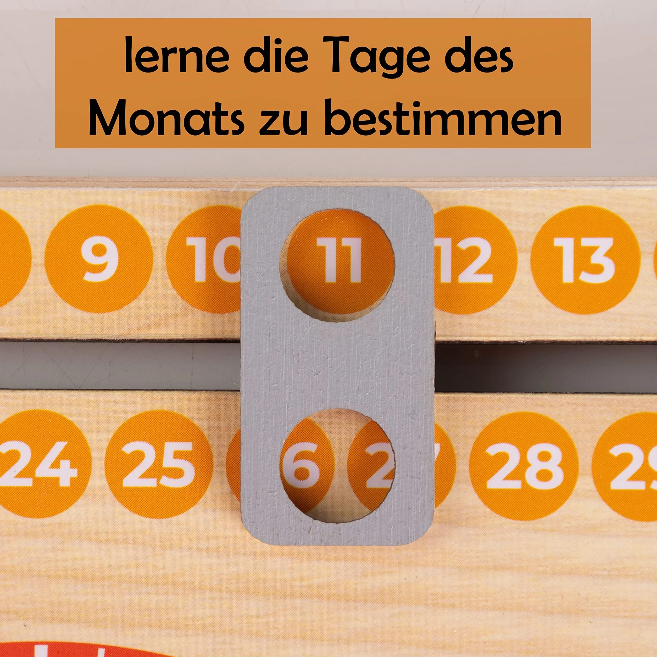 FANCY Jouet en bois Horloge éducative pour enfants Calendrier allemand apprentissage heure date jours semaines mois saisons météo
