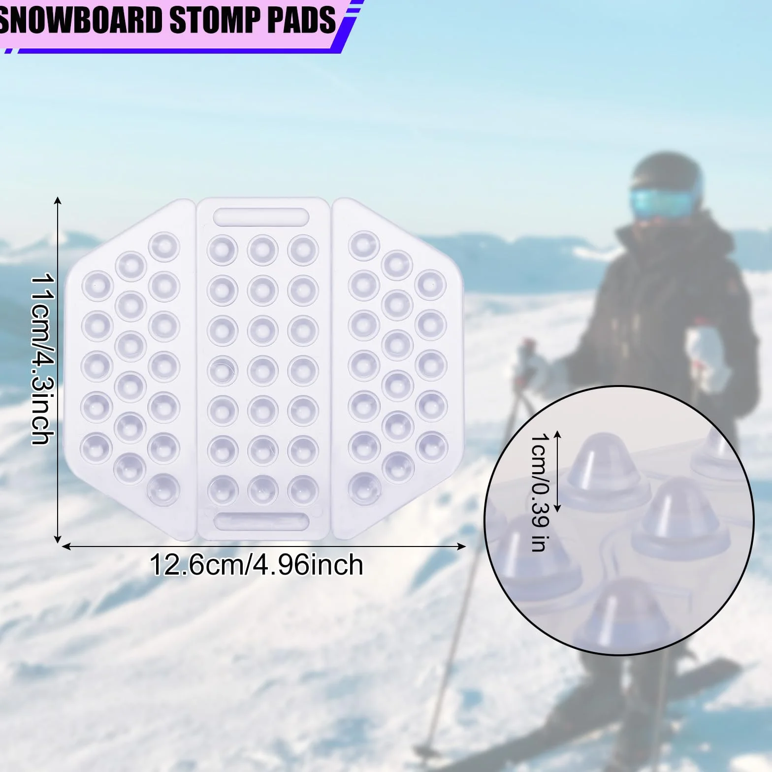 LUTER 6 Pièces Pad Snowboard Antidérapant, Transparents Patins de Grip pour Snowboard Antidérapants Auto-Adhésifs Patins à Pointes Offrent une Adhérence Supplémentaire pour le Snowboard Hommes Femmes