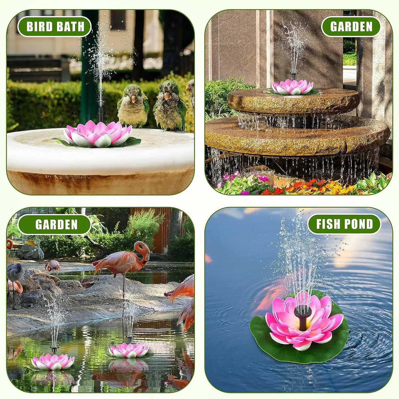 Fontaine Solaire Flottante Lotus Pompe pour Bassin Décoration Extérieure Blanc