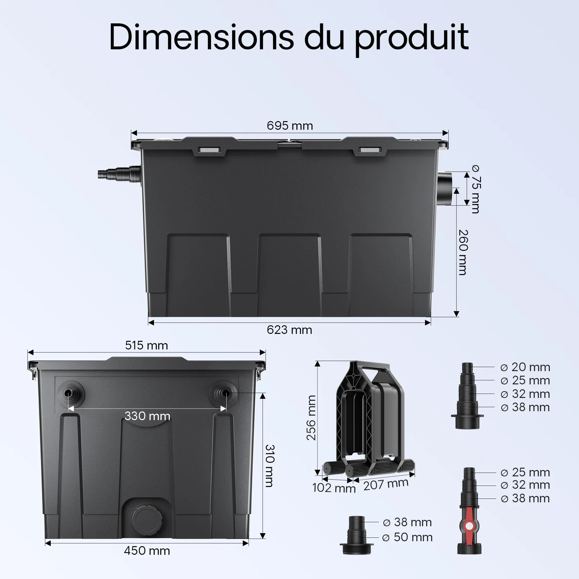 SunSun CBF-550 Filtre de bassin 60000 L Biologique CTF-6000 SuperECO pompe 6000l/h 40W CUV-224 lampe UV 24W